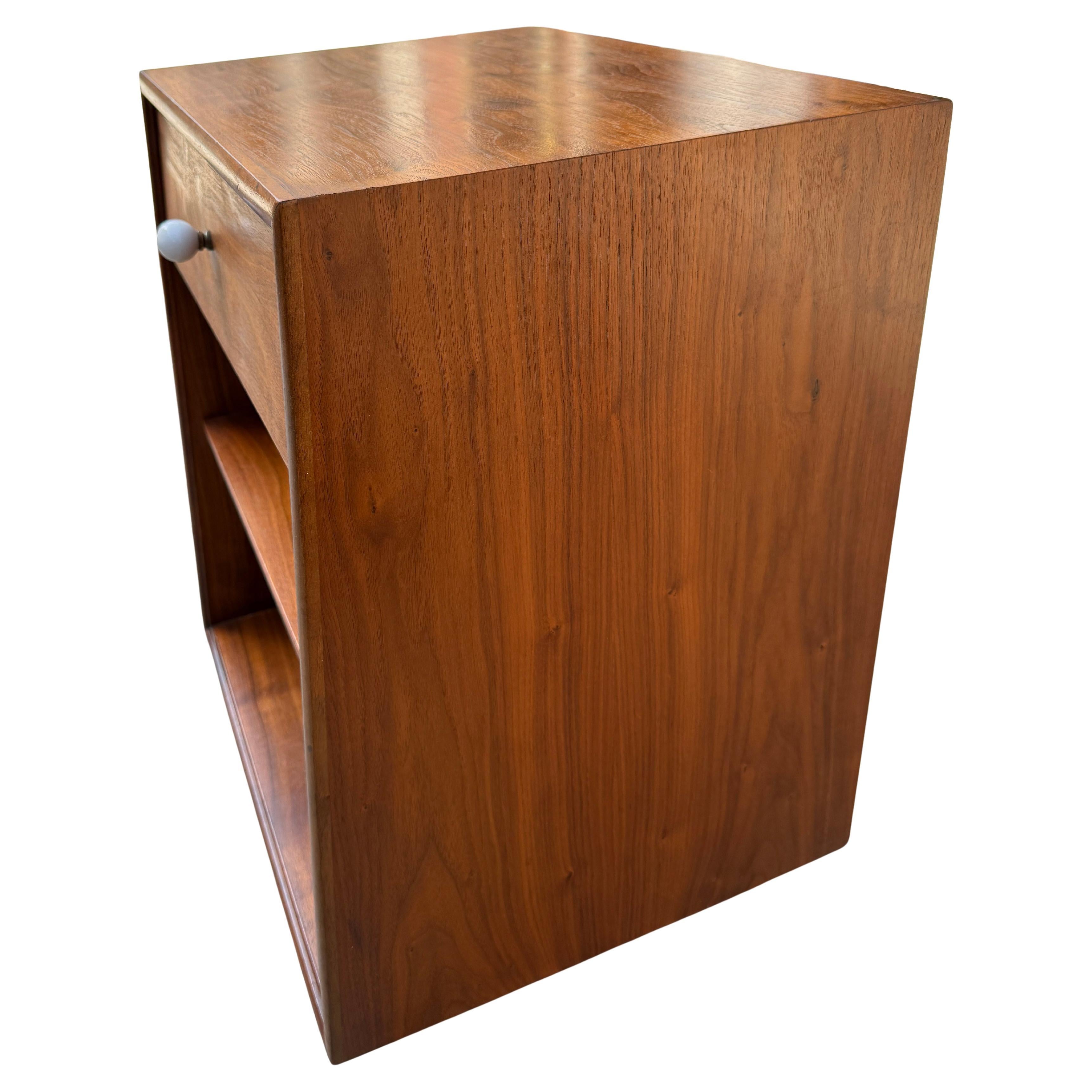 Porcelain Kipp Stewart for Drexel Walnut Night Stand or Record storage Cabinet