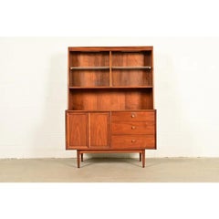 Kipp Stewart Mid-Century Modern Walnut Lighted Breakfront or Bar Cabinet, 1960s