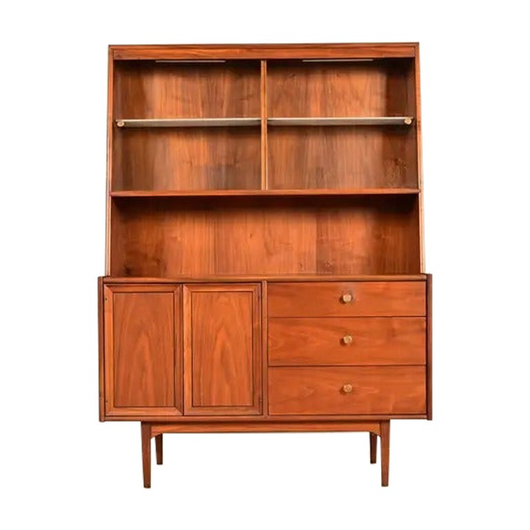 Kipp Stewart Mid-Century Modern Walnut Lighted Breakfront or Bar Cabinet, 1960s
