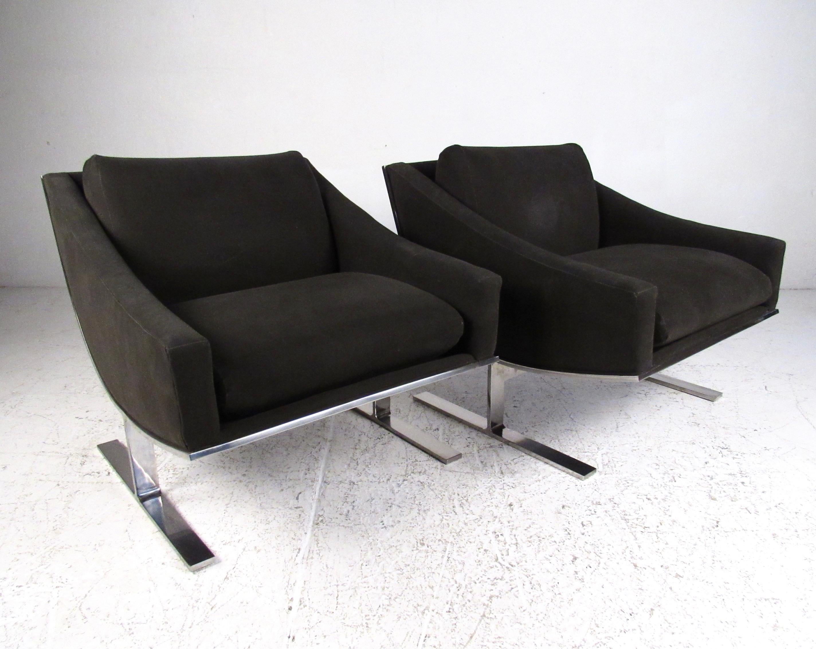 Mid-Century Modern Kipp Stewart Modern Lounge Chairs by Directional For Sale