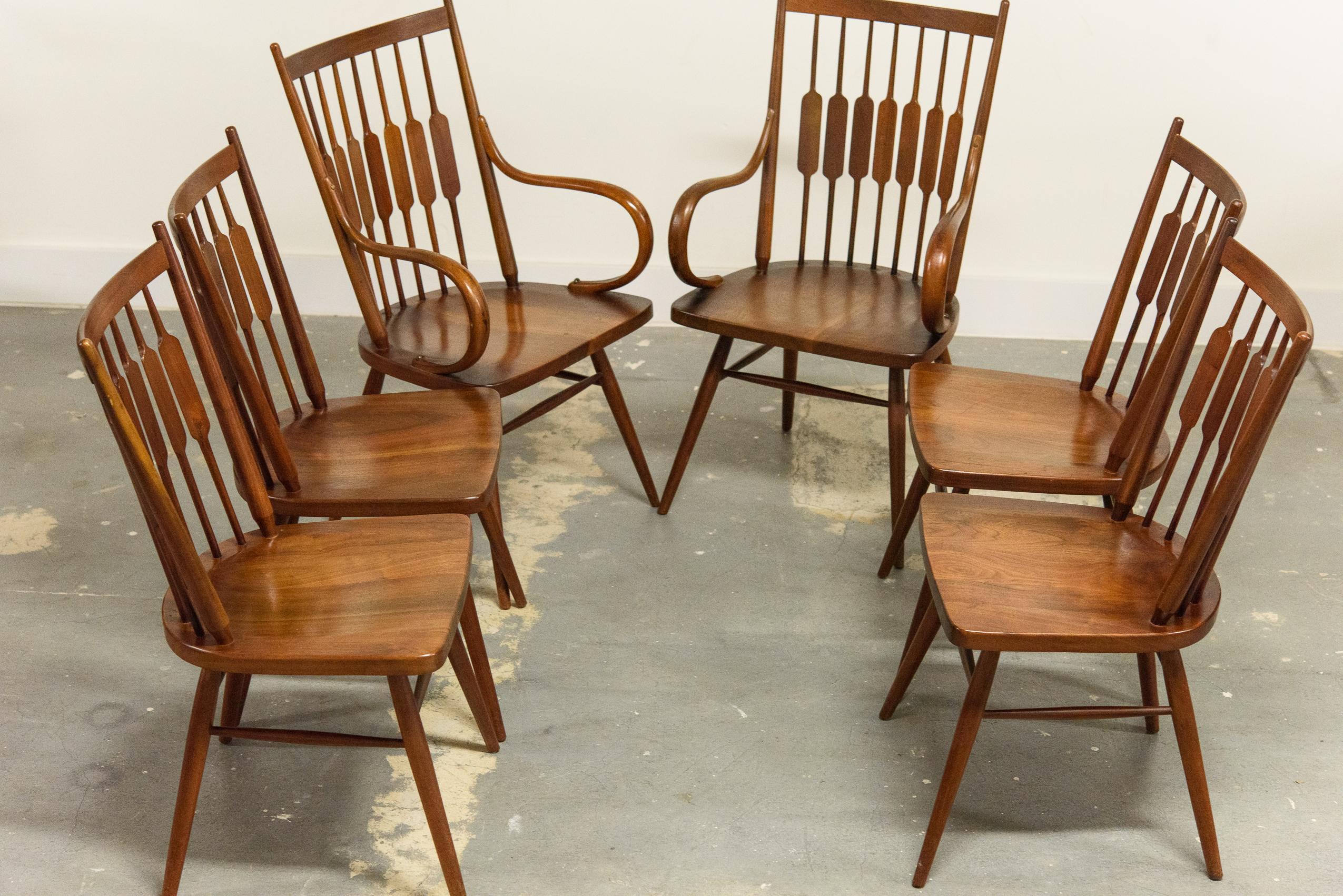 Kipp Stewart Set of Six Centennial Dining Chairs for Drexel, 1950s, Signed 2
