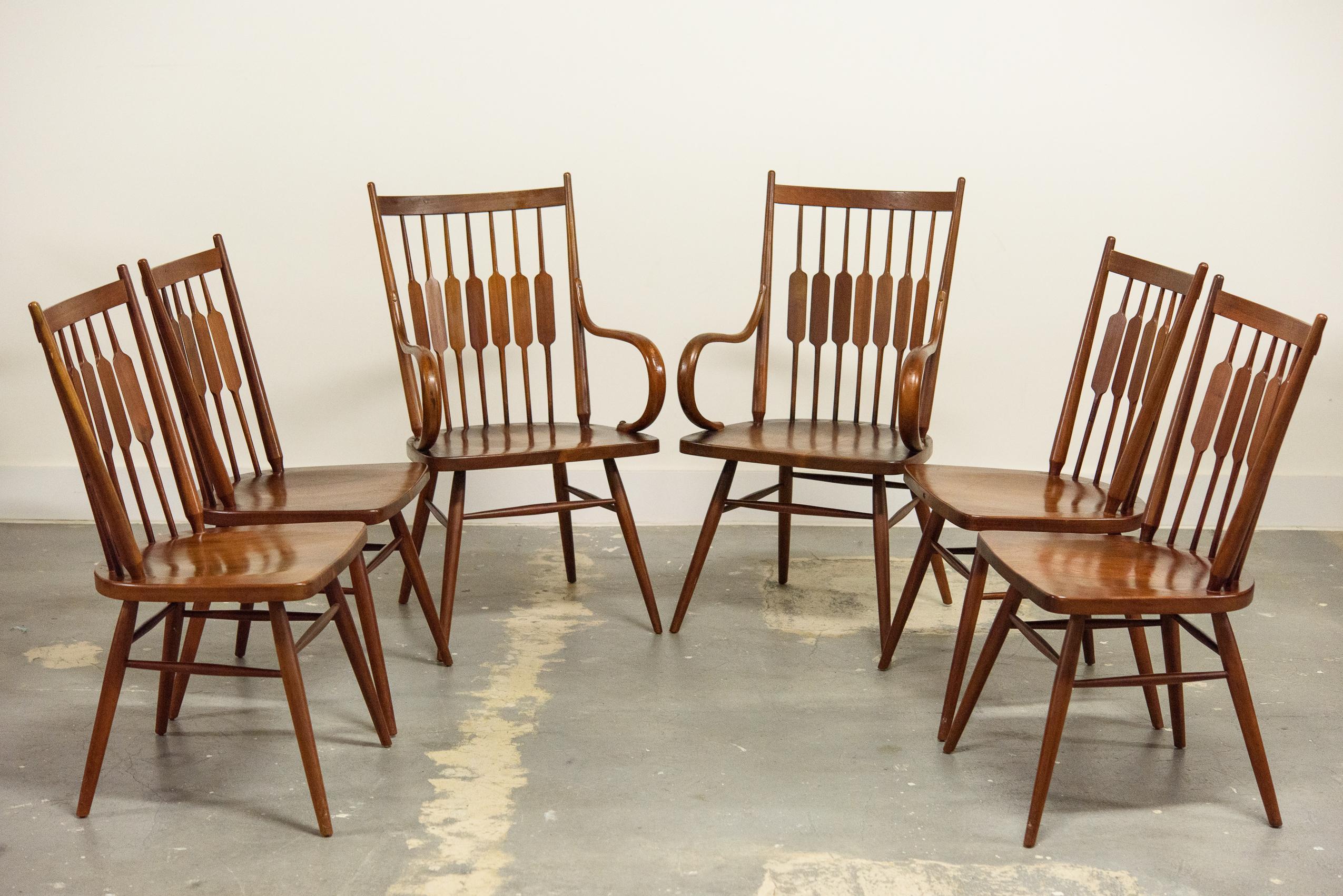 Kipp Stewart Set of Six Centennial Dining Chairs for Drexel, 1950s, Signed 3