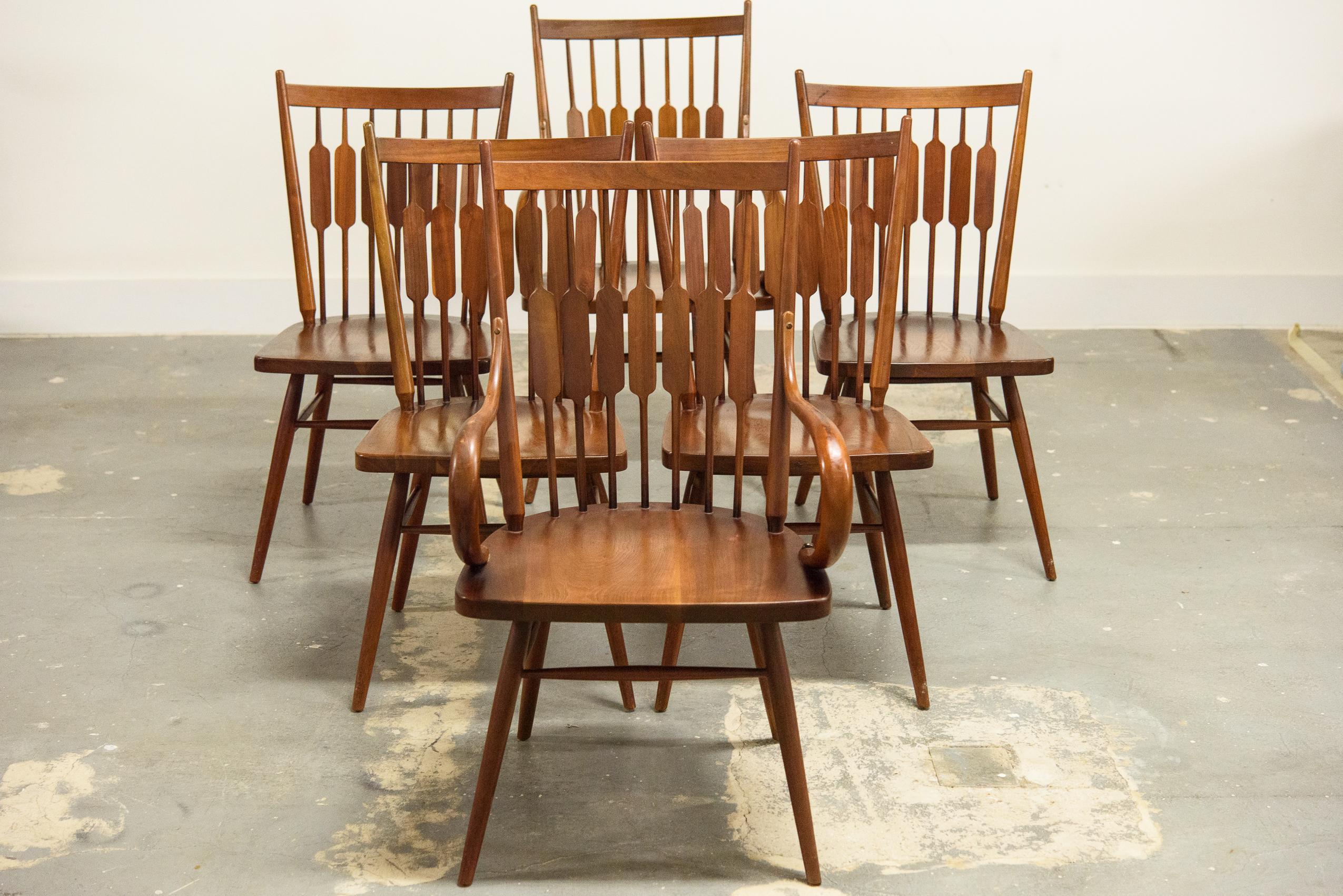 Kipp Stewart Set of Six Centennial Dining Chairs for Drexel, 1950s, Signed 1