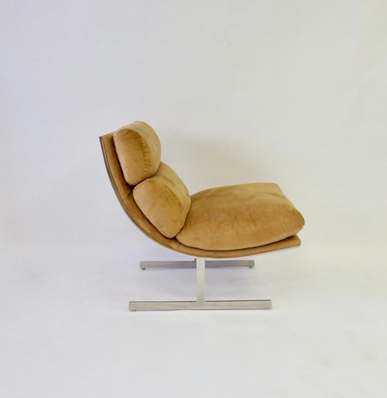 Pair of Kipp Stewart Stainless Steel Frame Lounge Chairs for