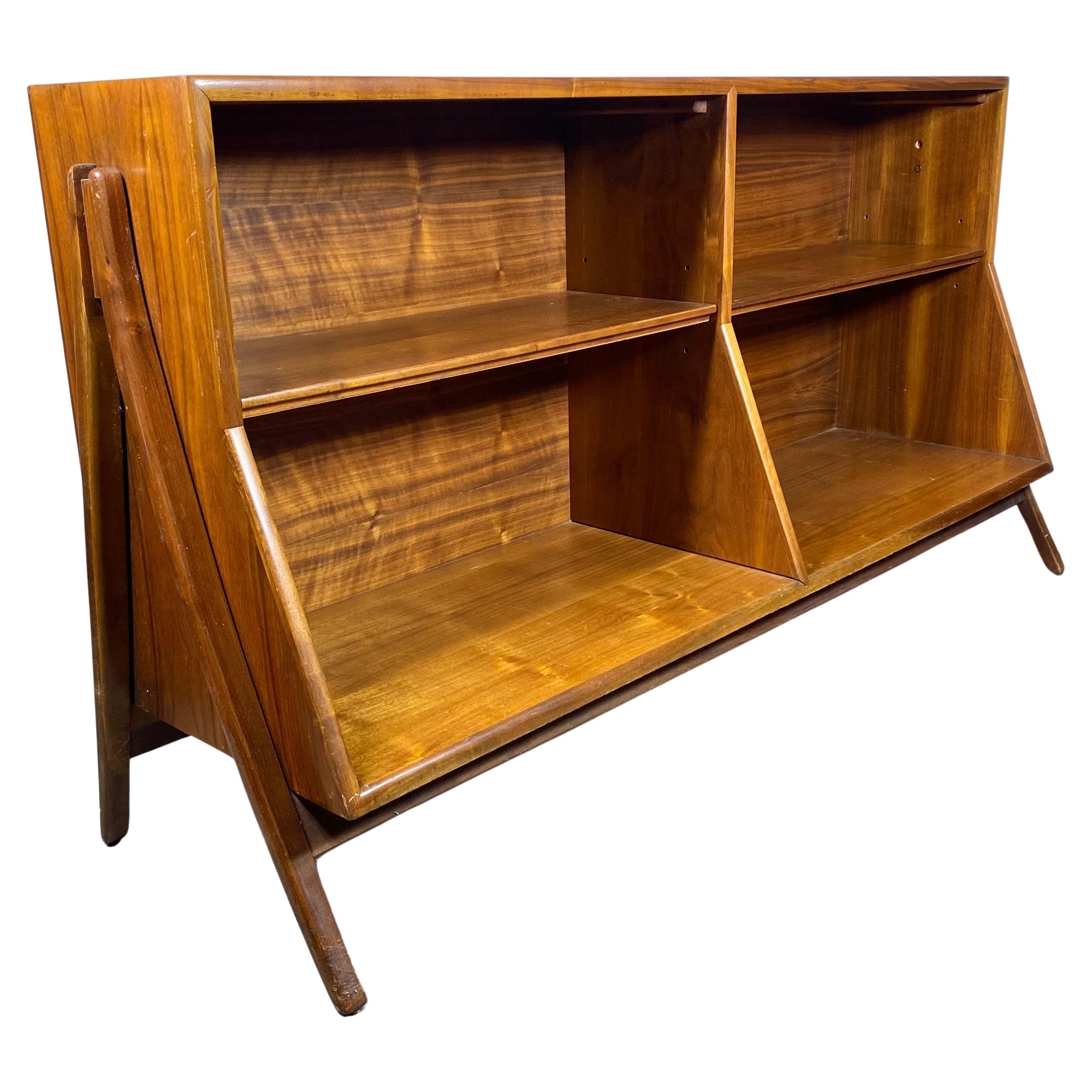 Kipp Stewart & Stewart McDougall For Drexel Walnut Bookcase, Classic Modernist For Sale