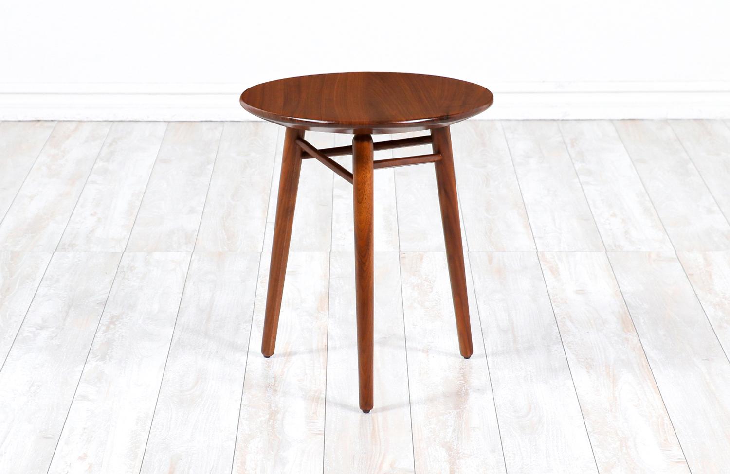 American Kipp Stewart Tri-Leg Walnut Side Table for Winchendon Furniture