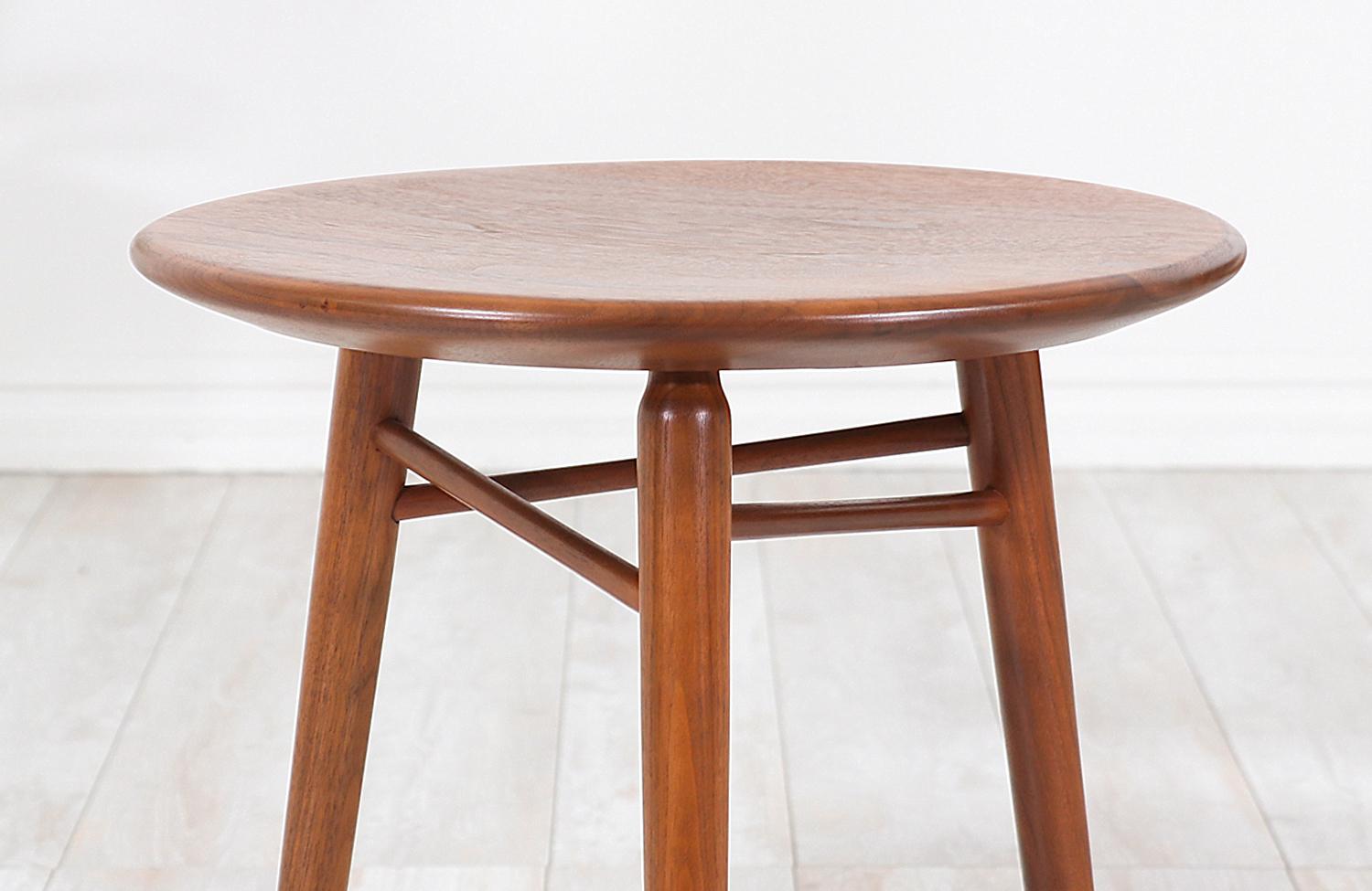 American Kipp Stewart Tri-Leg Walnut Side Table for Winchendon Furniture