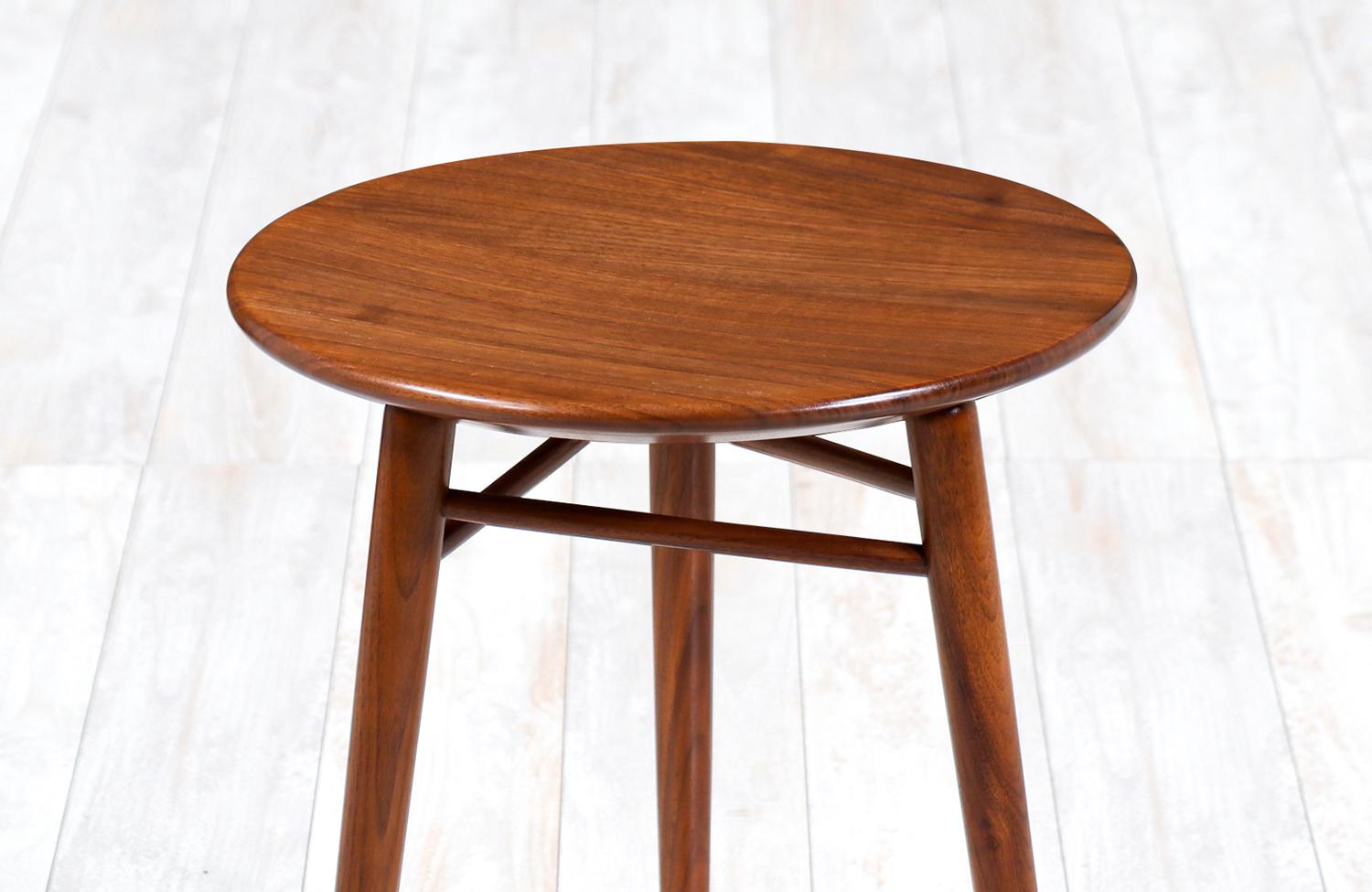 Kipp Stewart Tri-Leg Walnut Side Table for Winchendon Furniture 1