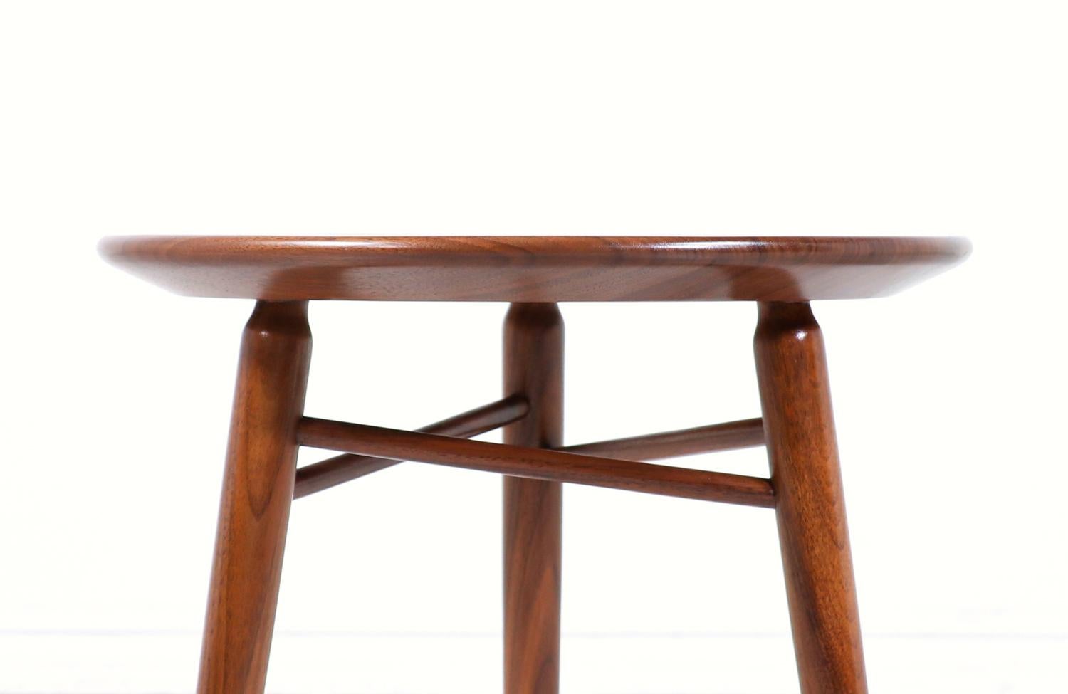 Kipp Stewart Tri-Leg Walnut Side Table for Winchendon Furniture 2