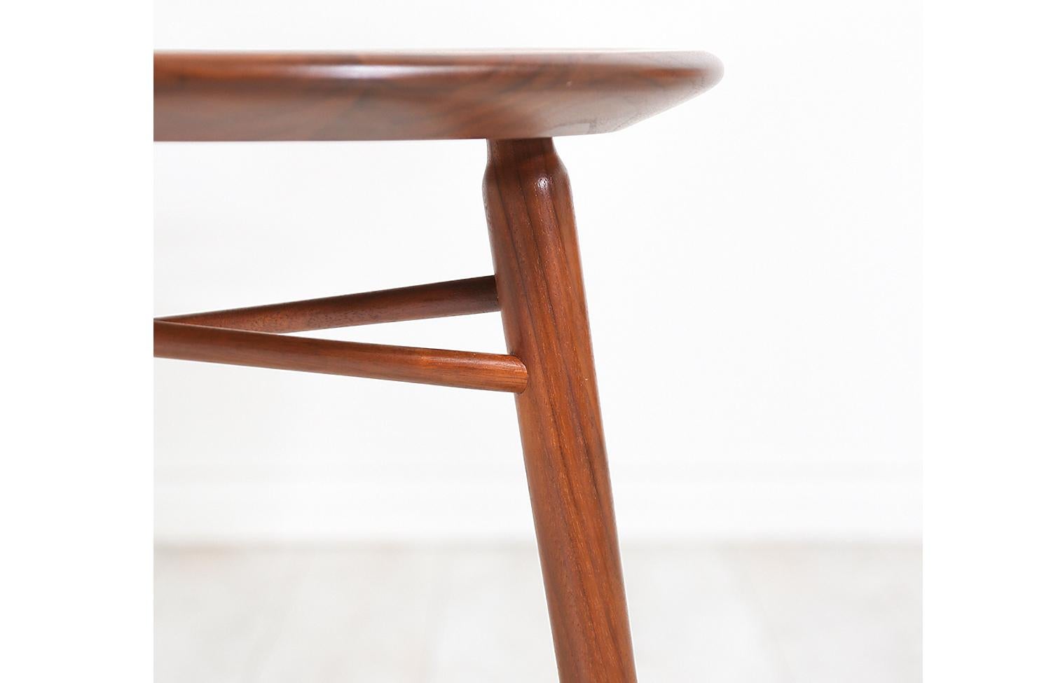 Wood Kipp Stewart Tri-Leg Walnut Side Table for Winchendon Furniture