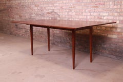 Kipp Stewart Walnut and Rosewood Drop Leaf Harvest Dining Table, Refinished