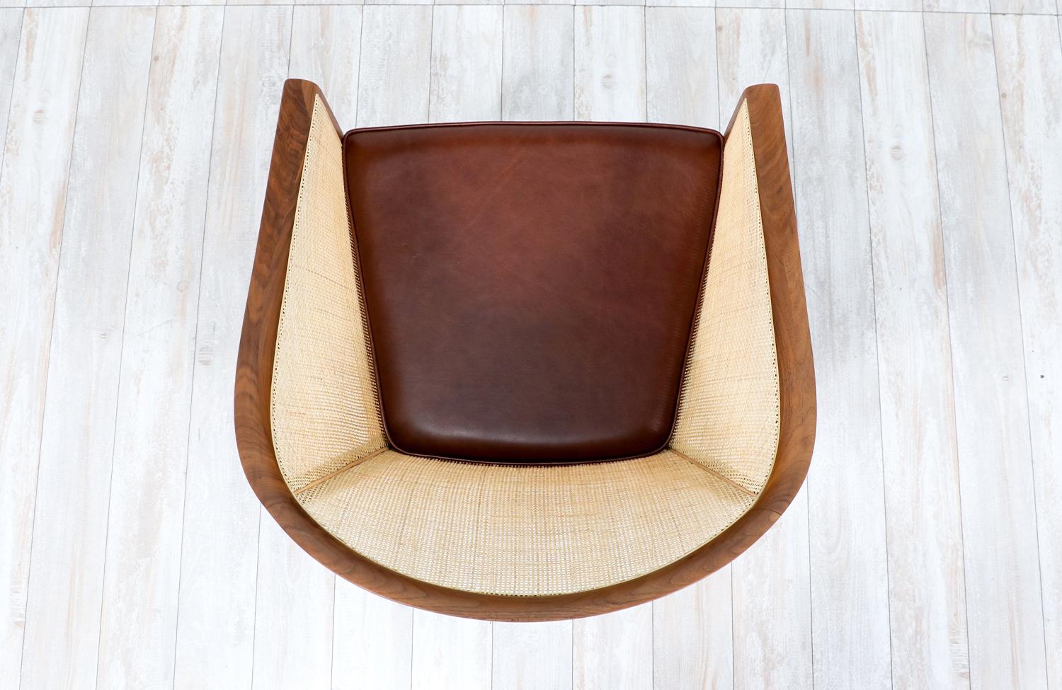  Expertly Restored - Kipp Stewart Walnut & Cane Lounge Chair for Directional  3