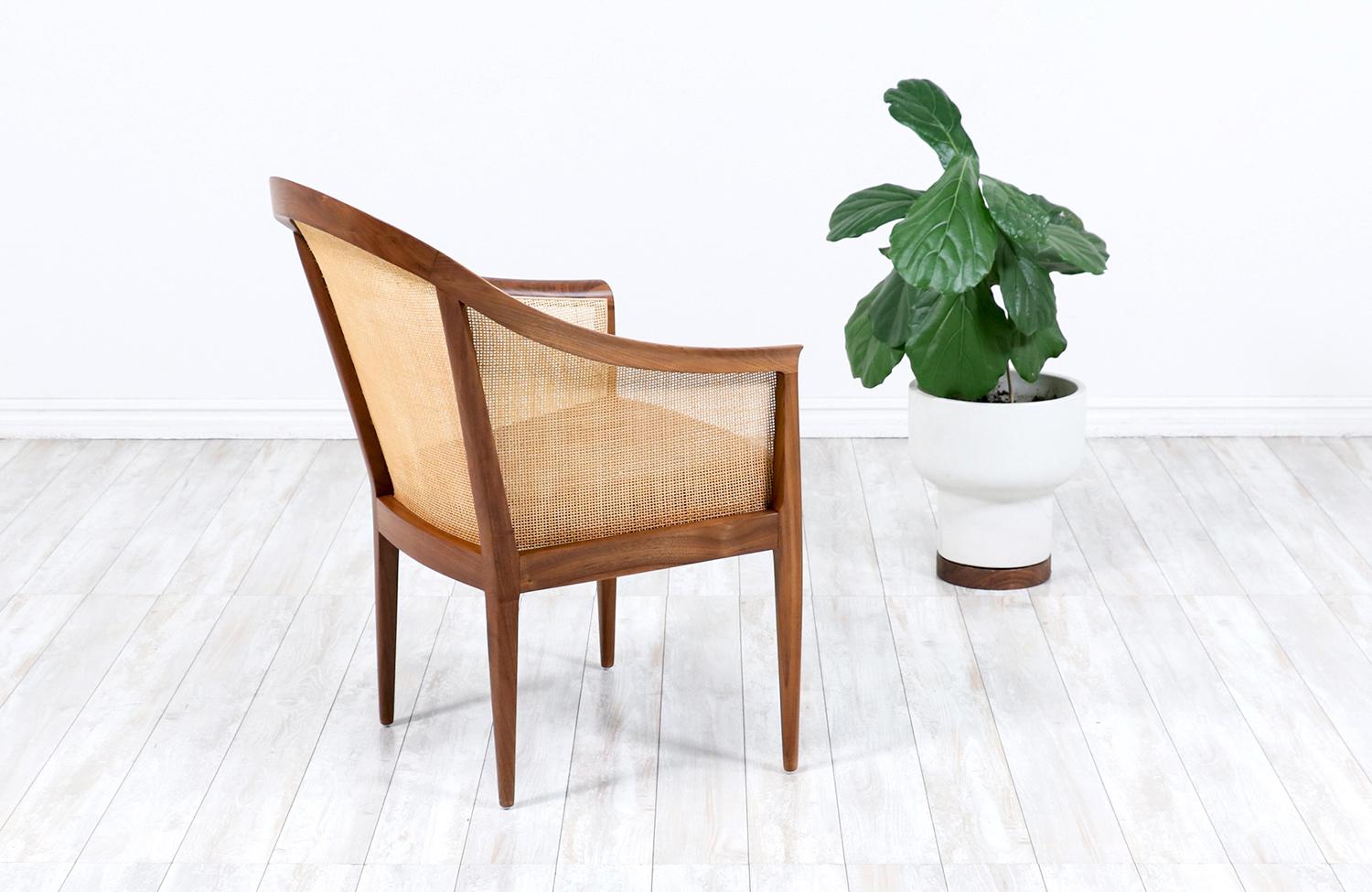 Mid-Century Modern Expertly Restored - Kipp Stewart Walnut & Cane Lounge Chair for Directional