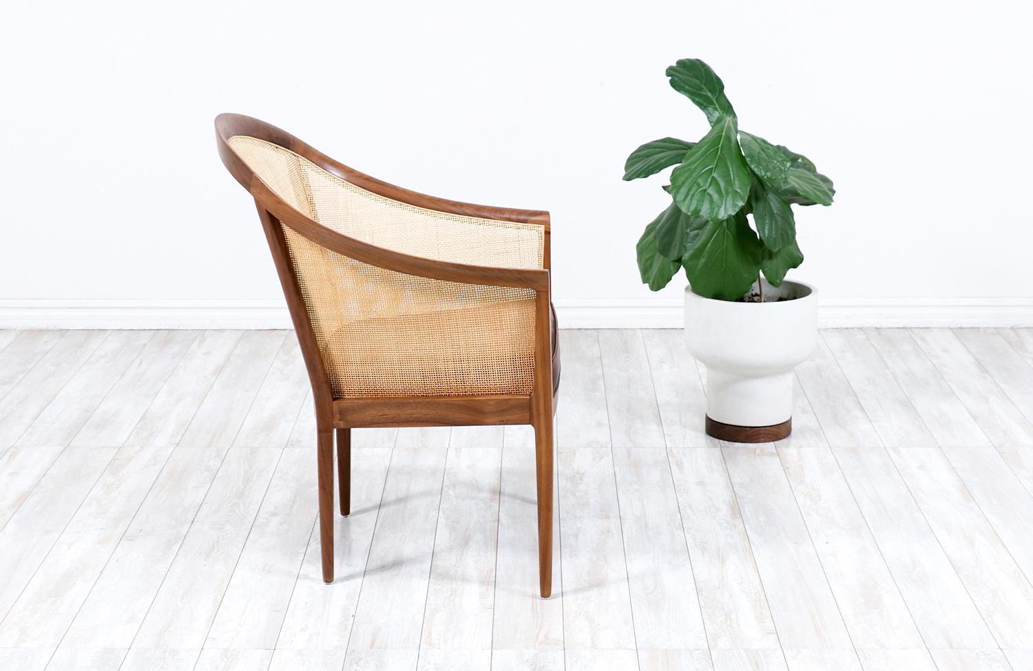 American Expertly Restored - Kipp Stewart Walnut & Cane Lounge Chair for Directional
