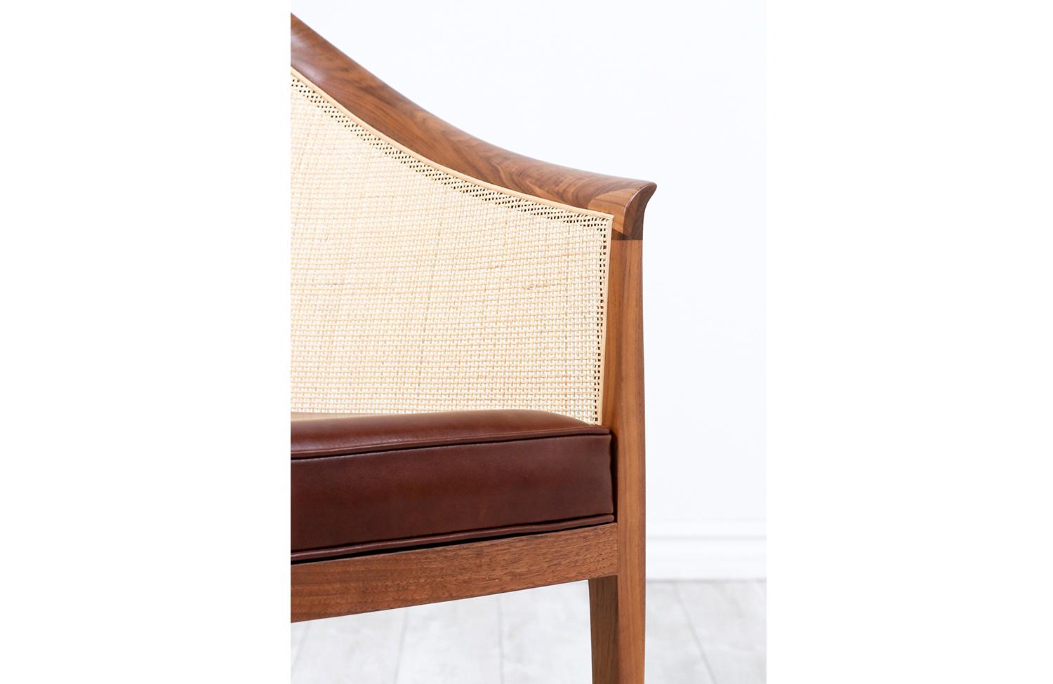  Expertly Restored - Kipp Stewart Walnut & Cane Lounge Chair for Directional  In Excellent Condition In Los Angeles, CA