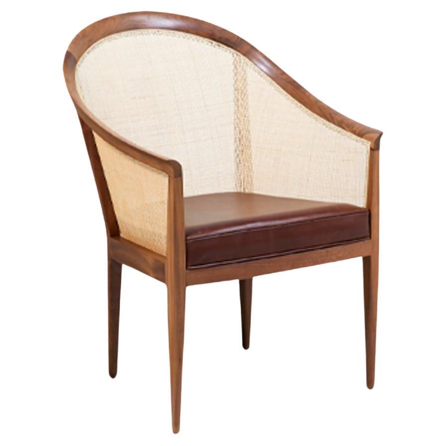  Expertly Restored - Kipp Stewart Walnut & Cane Lounge Chair for Directional 