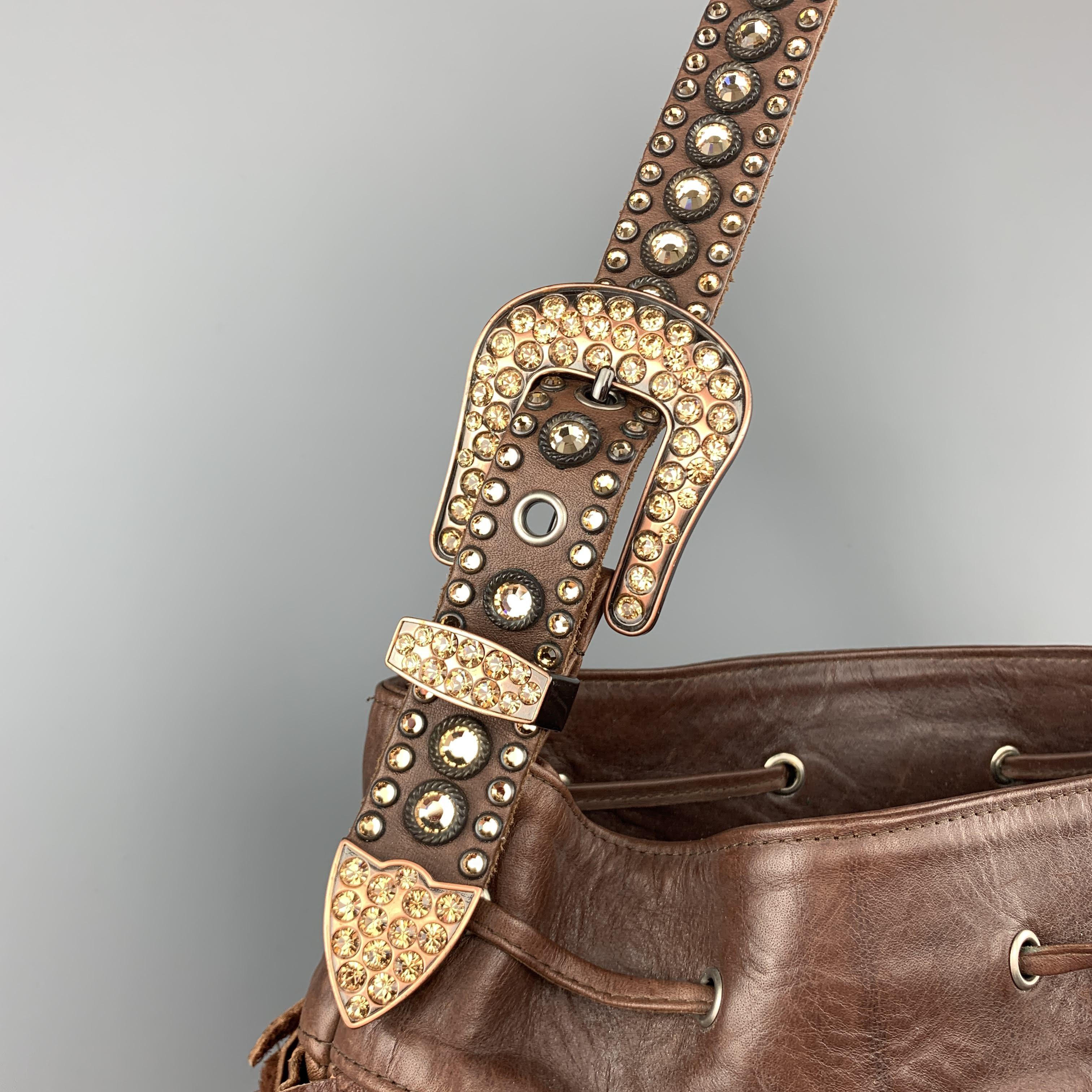 brown rhinestone handbag bag