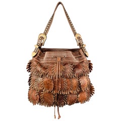 KIPPYS Brown Embossed Leather Rhinestones Western Handbag
