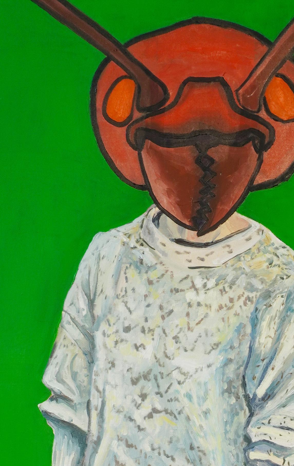 Art Oil on Canvas - Bright Colors, Male - Ant's Figure - Ironic - 2020s - Contemporain Painting par Kipras Cerniauskas