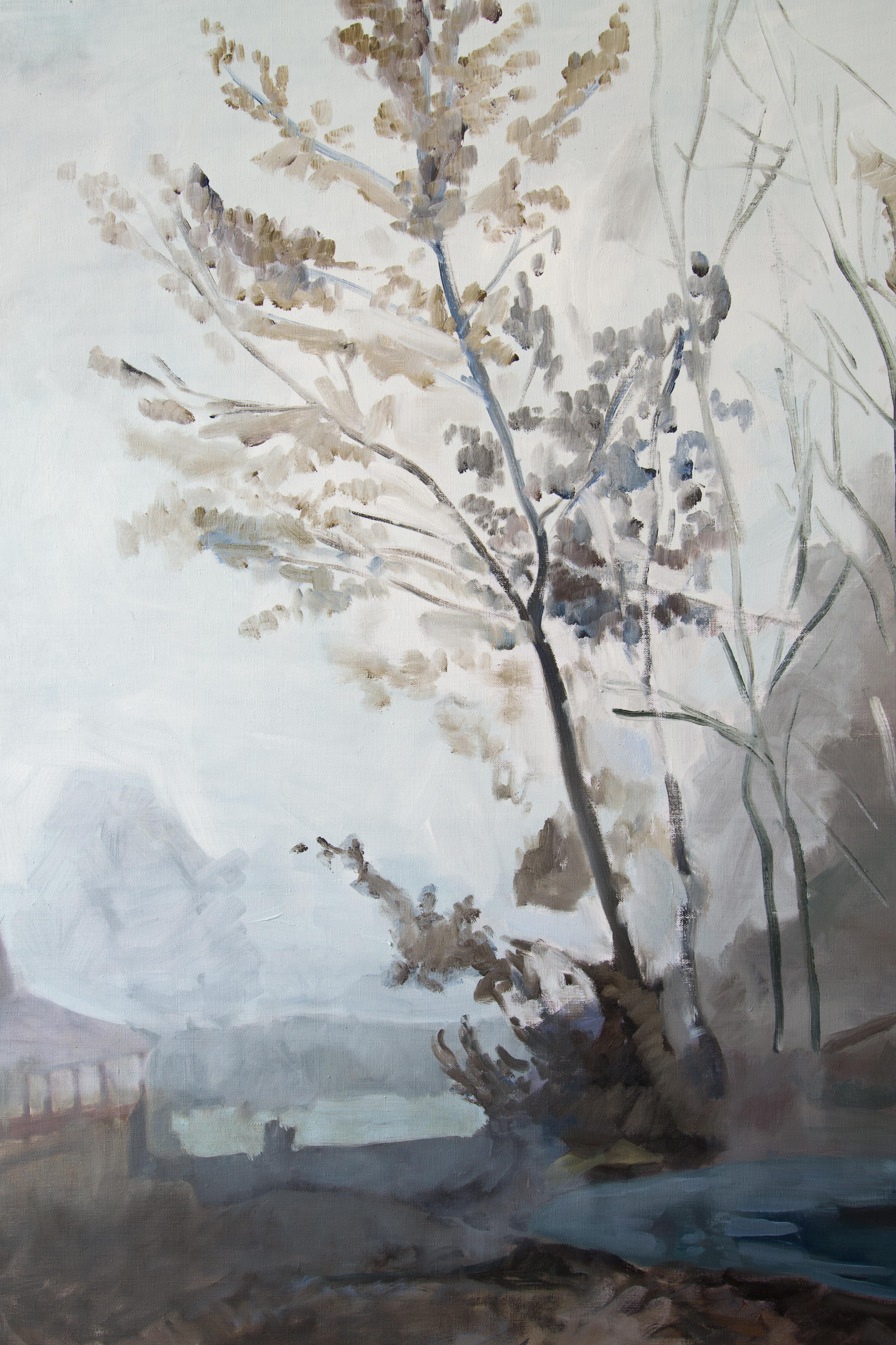 Information Age Landscape – Forest, Decameron-Inspired, Oil, 2020s - Painting by Kipras Cerniauskas