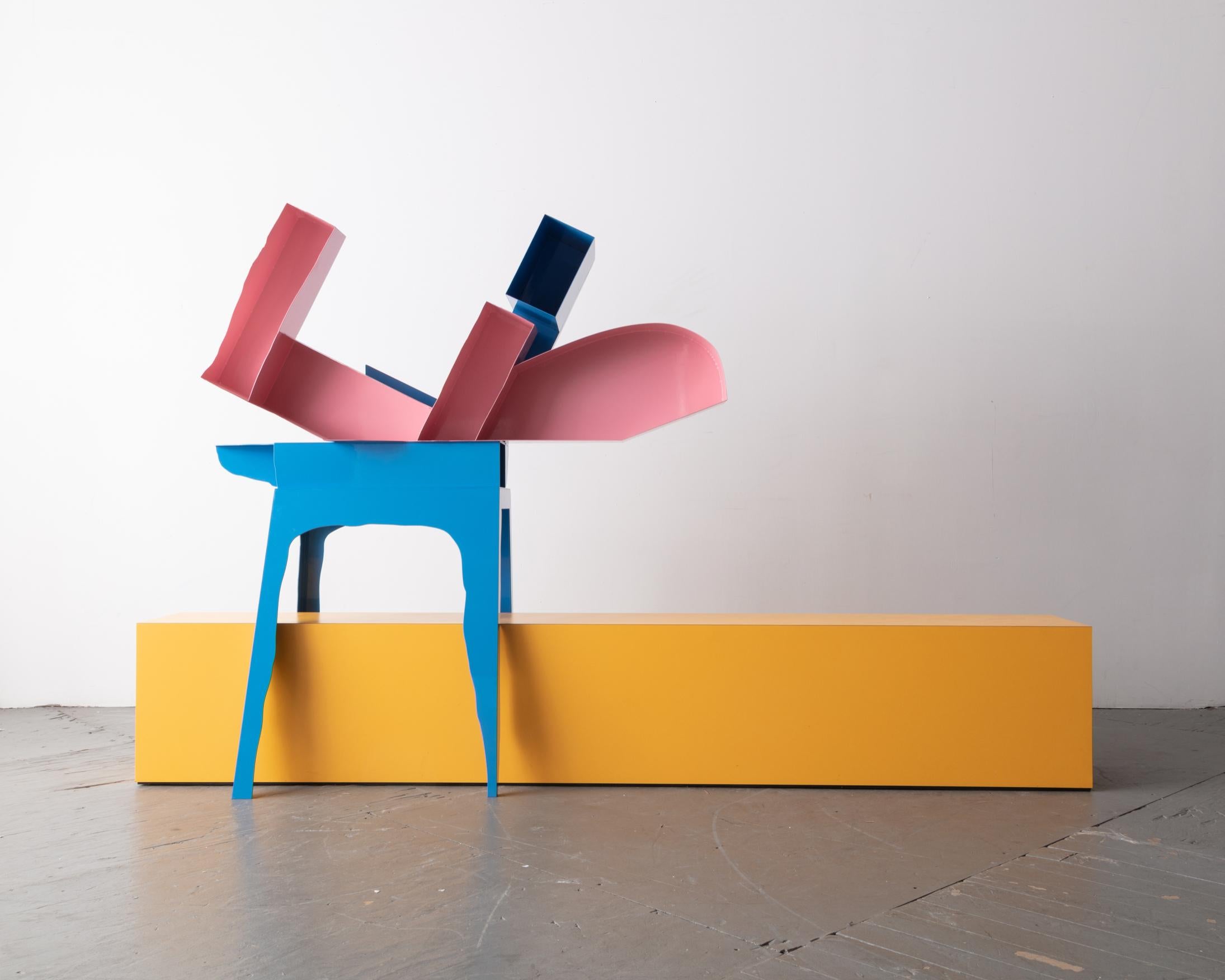 'Kipsy II'. Designed and made by Serban Ionescu, USA, 2019. Powder coated steel, wood and laminate.