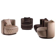 KIR ROYAL/A White Armchair with Wooden Frame and Leather