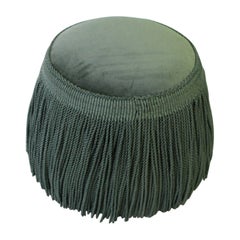 KIR ROYAL/P Pouf with Green Fringes and Velvet