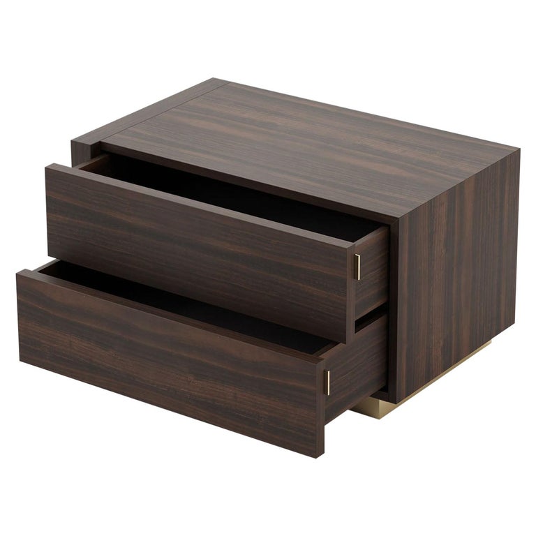 21stcentury contemporary bedside table, with customizable wood For