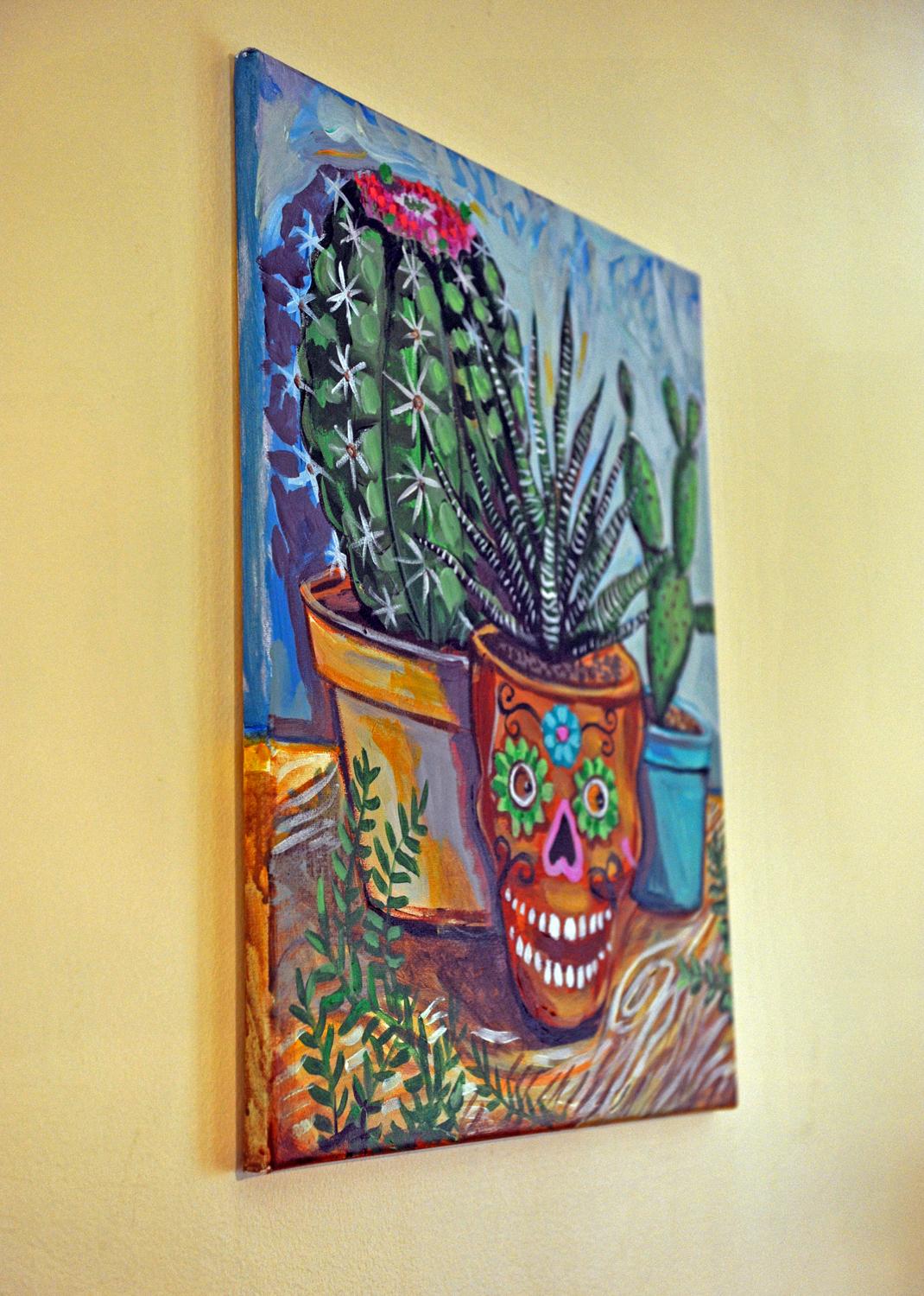Giardino dei cactus, dipinto originale - Painting di Kira Yustak