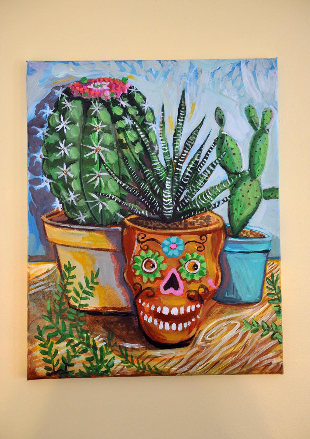 Giardino dei cactus, dipinto originale - Painting Outsider Art di Kira Yustak