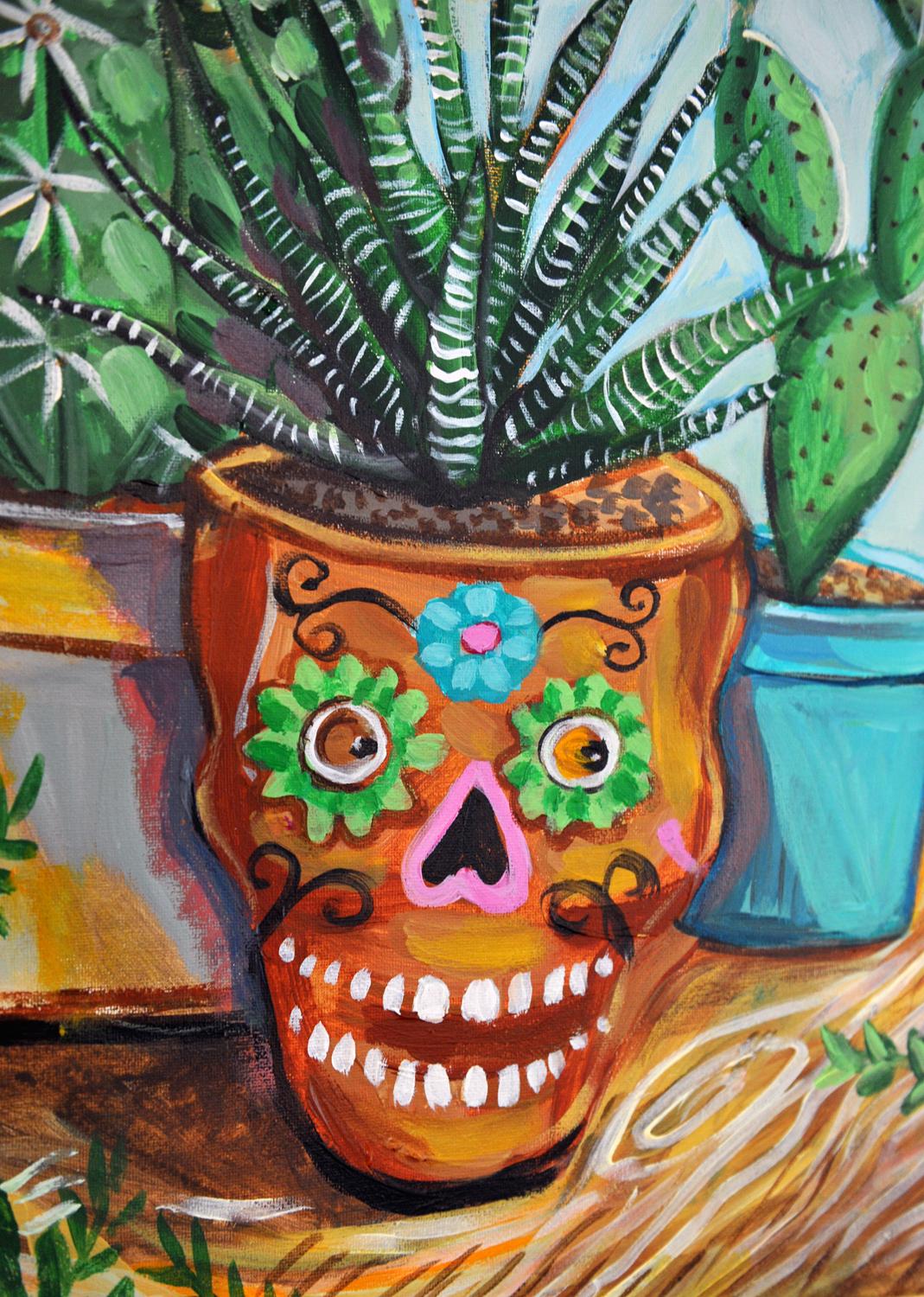 Giardino dei cactus, dipinto originale - Still-Life Painting Marrone di Kira Yustak