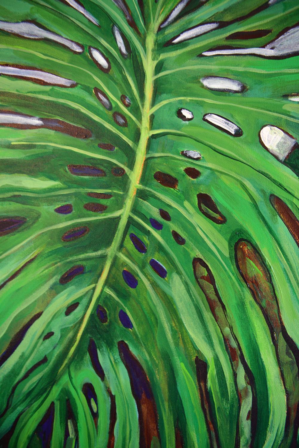 Monstera, Pintura original - Still-Life Painting Verde de Kira Yustak