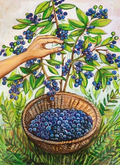 Picking Blueberries, Original Painting