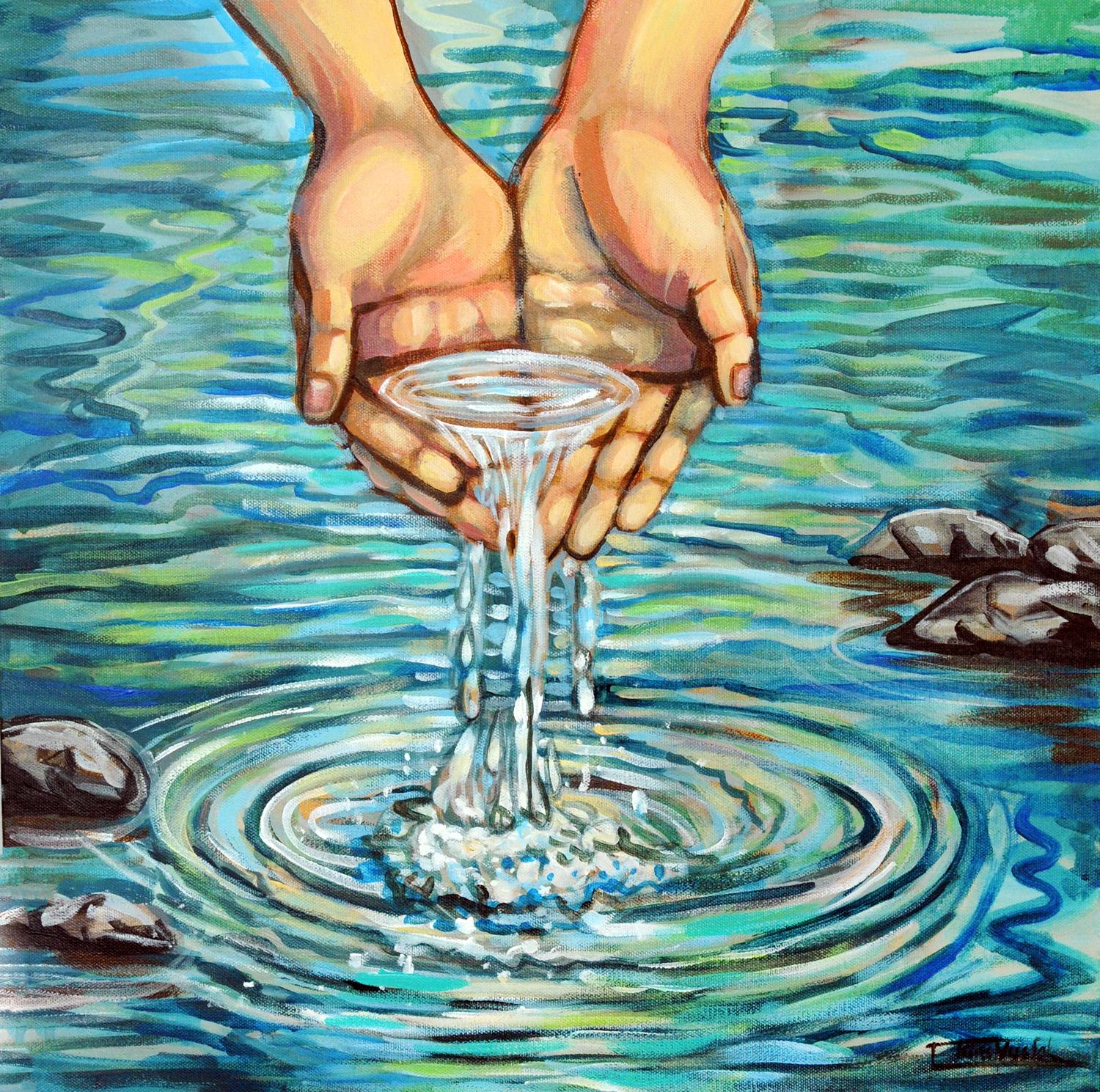 L'eau est la vie, peinture originale