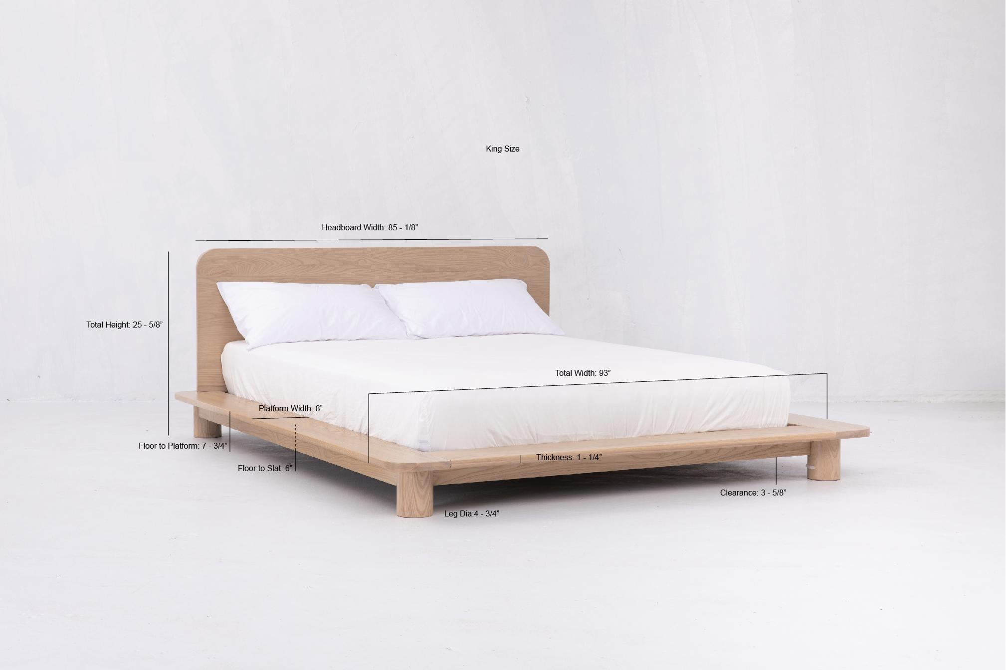 Ash Kiral Bed by Sun at Six, Minimalist Nude King Bed in Wood For Sale