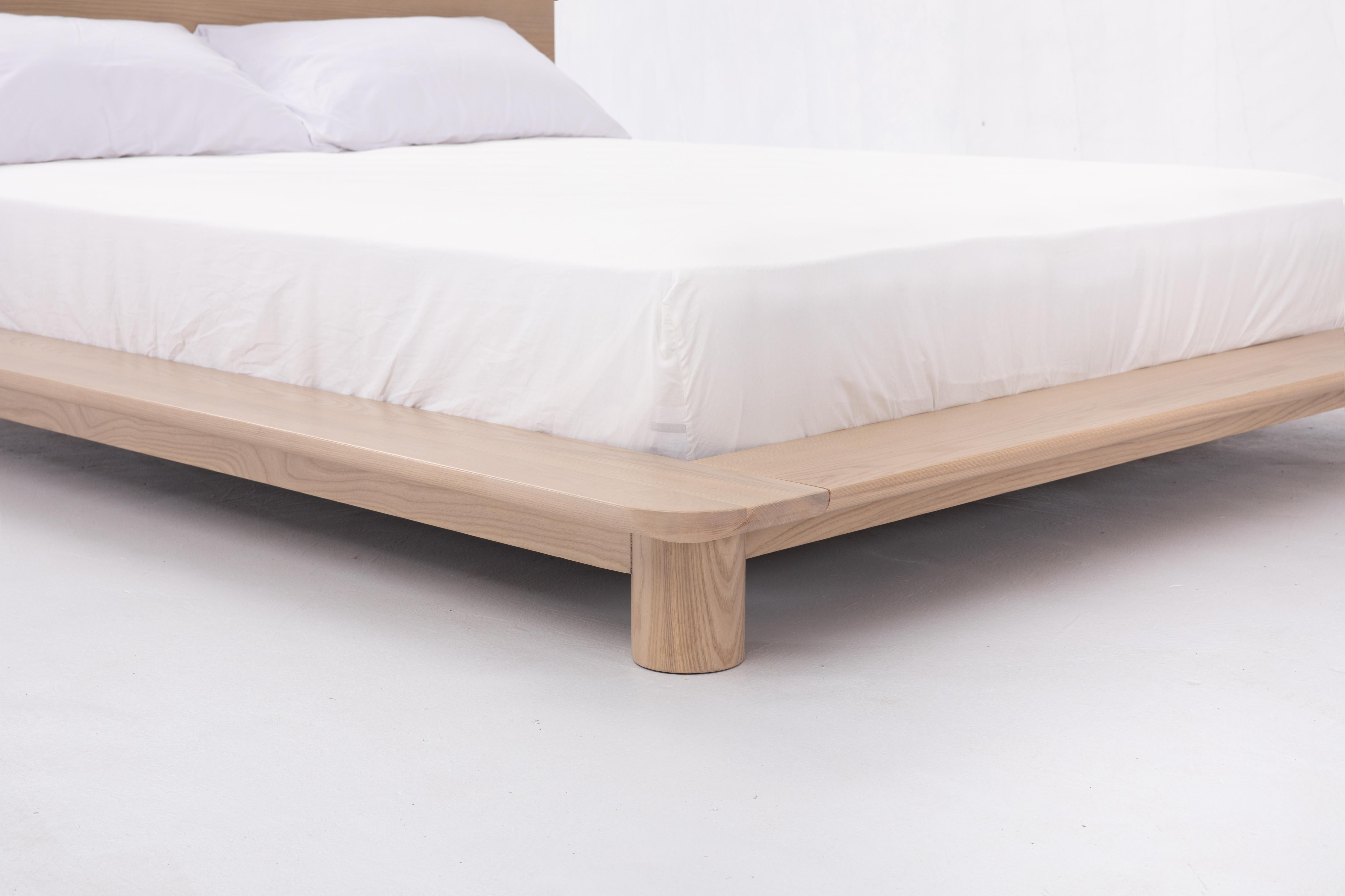 Chinese Kiral Bed by Sun at Six, Minimalist Nude King Bed in Wood For Sale