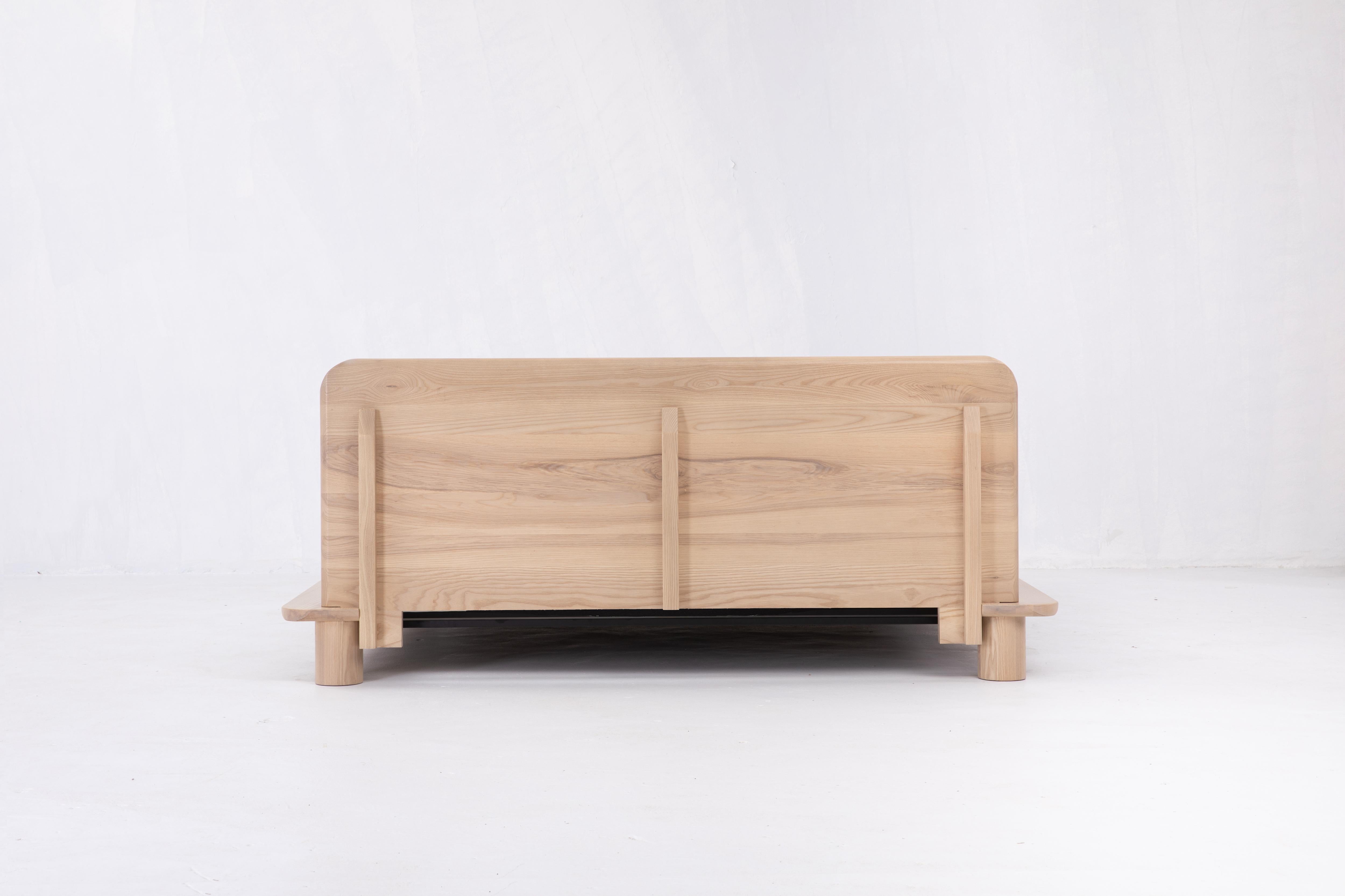 Joinery Kiral Bed by Sun at Six, Minimalist Nude King Bed in Wood For Sale