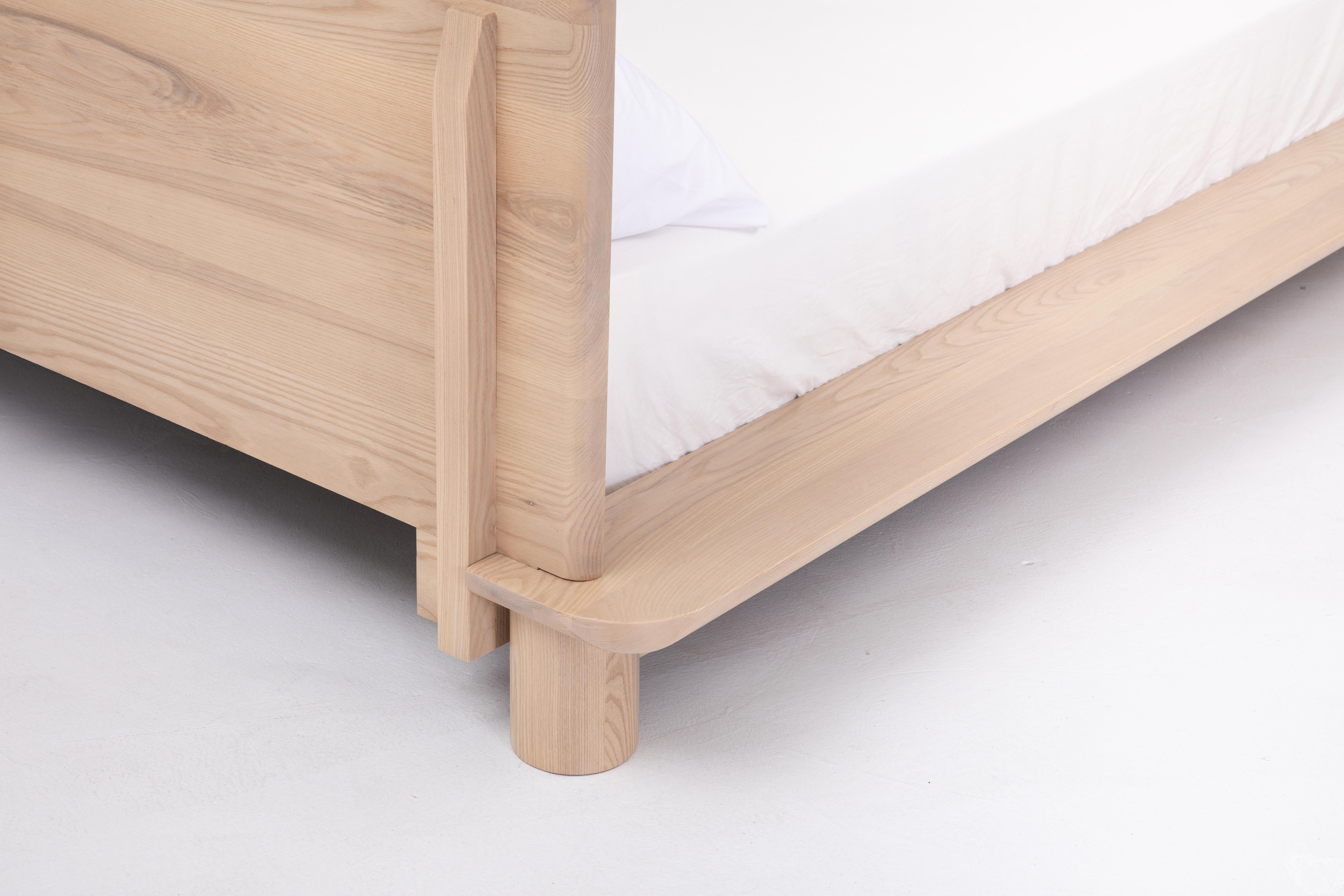 Contemporary Kiral Bed by Sun at Six, Minimalist Nude King Bed in Wood For Sale