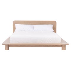 Antique Kiral Bed by Sun at Six, Minimalist Nude Queen Bed in Wood