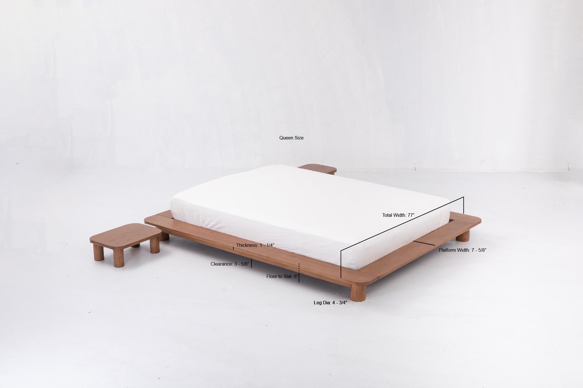 Ash Kiral Platform Bed by Sun at Six, Minimalist Sienna Queen Bed in Wood For Sale