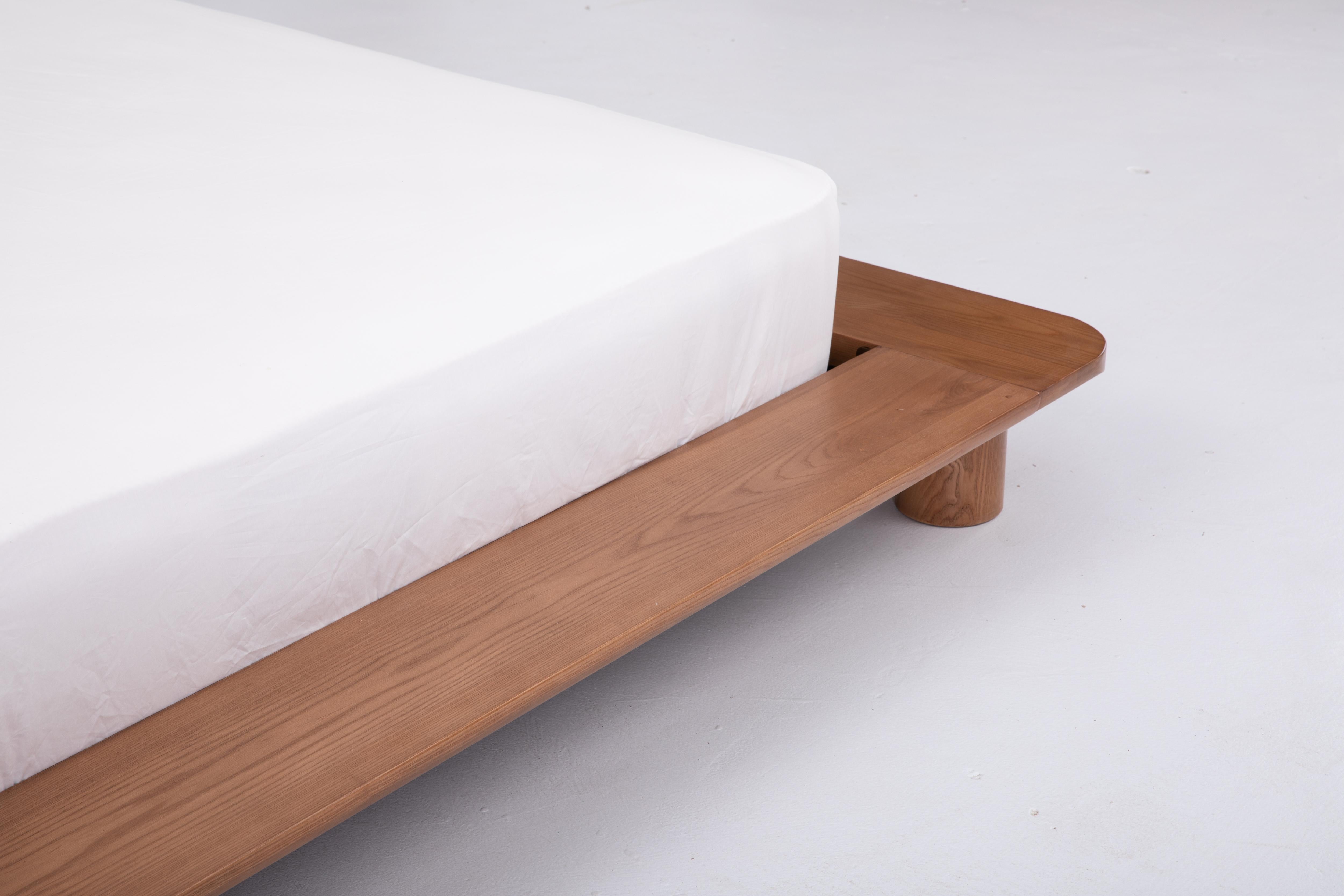 Chinese Kiral Platform Bed by Sun at Six, Minimalist Sienna Queen Bed in Wood For Sale