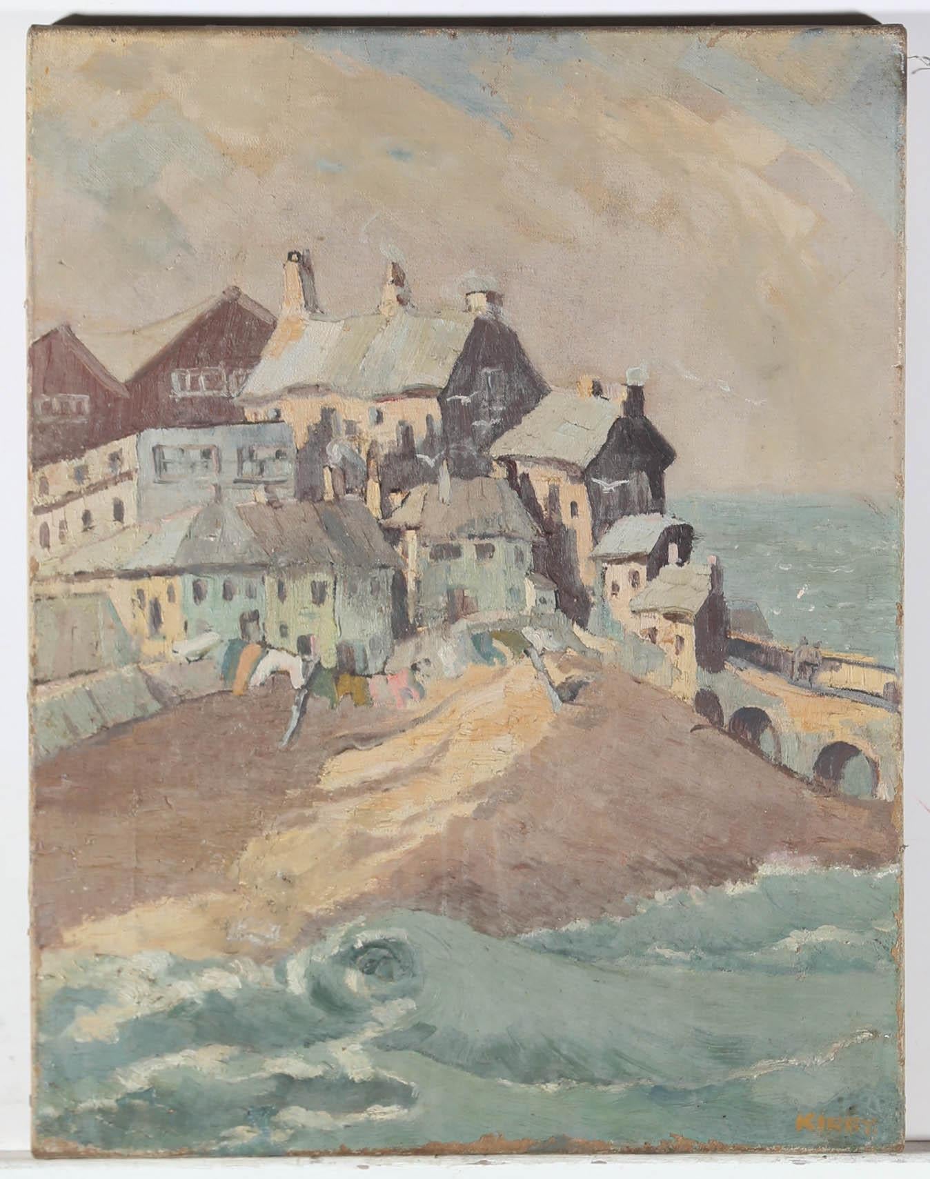 Kirby - Mid 20th Century Oil, Blustery Beach For Sale 1