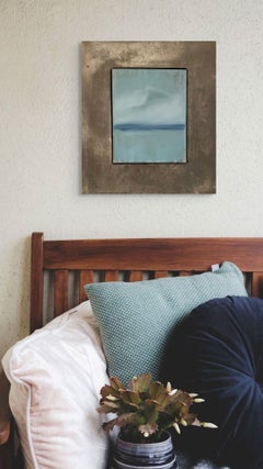 The Gentleness of Air: Framed Tonalist Landscape on Acid-Washed Tin, Blue & Gray