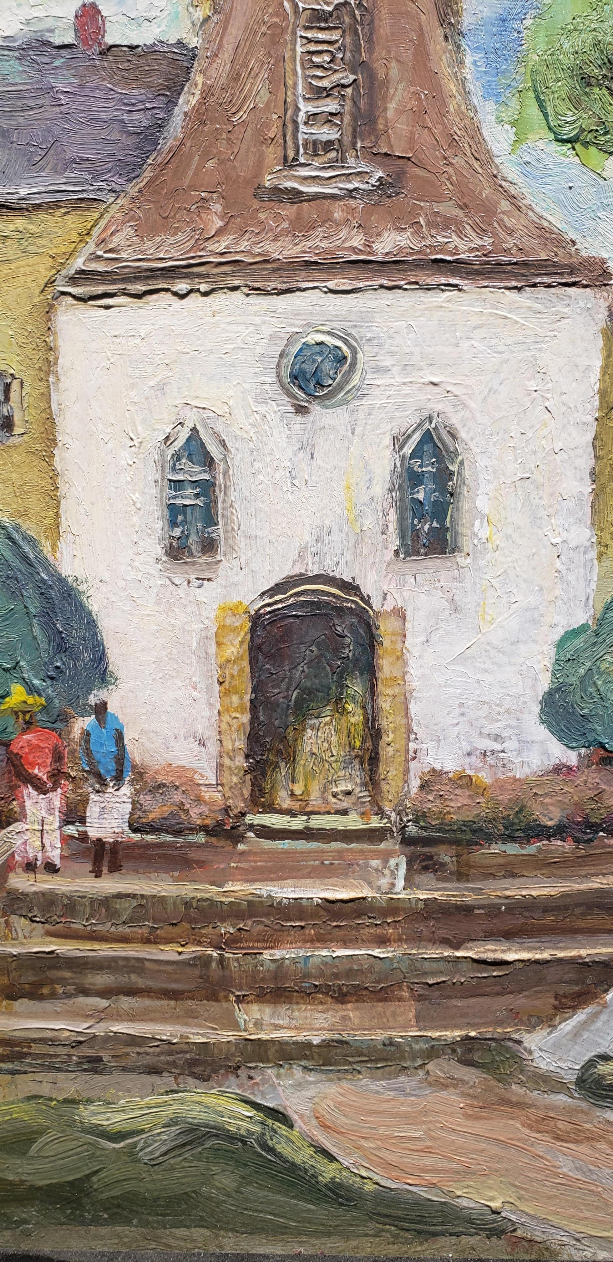 Paroisse de Louisiane   Peinture à l'huile  Couteau à palette encadré Out in the Countryside  - Impressionnisme abstrait Painting par Kirby Rogere