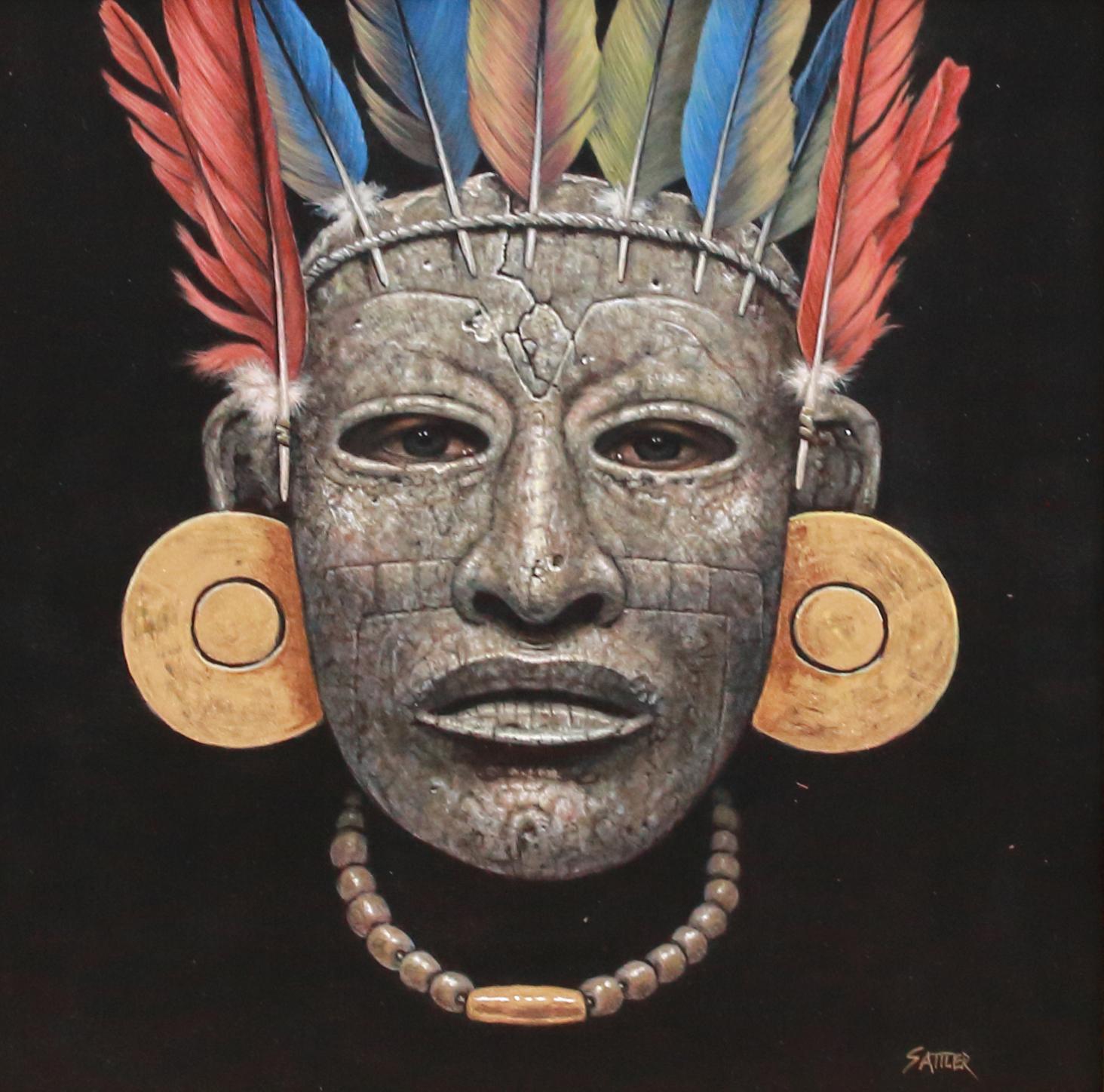 Rostro de Teotihuacan - Realist Painting by Kirby Sattler