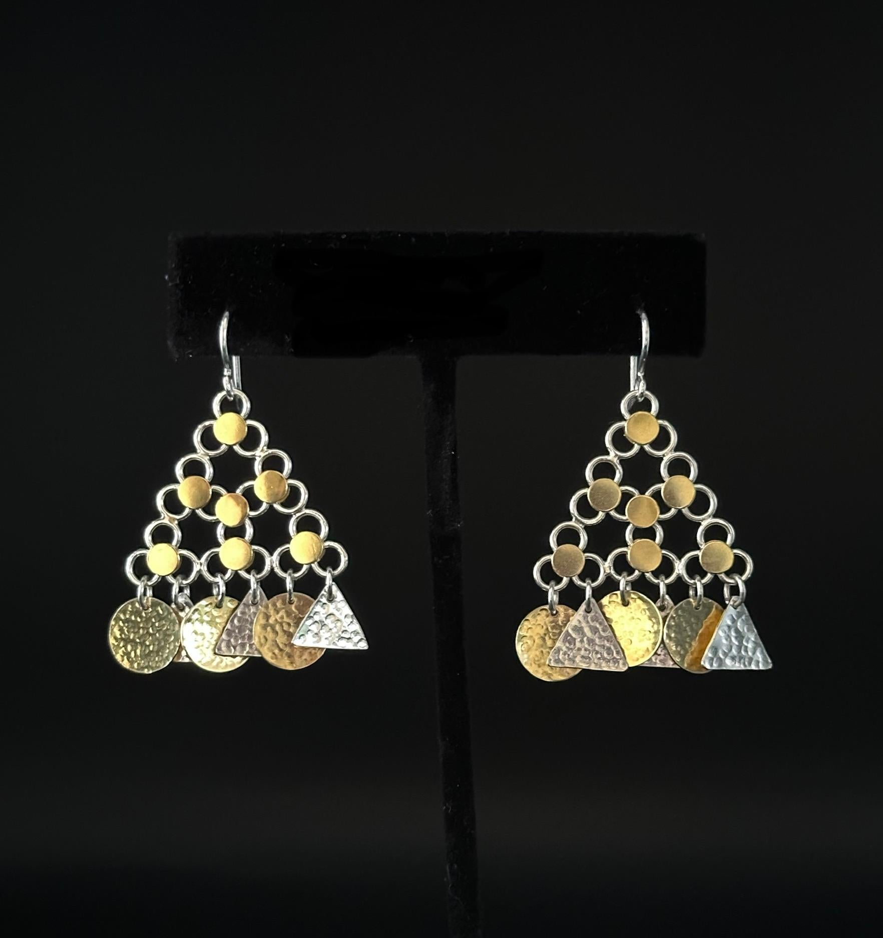 Aesthetic Movement Kirdan Gold  Silver earrings For Sale