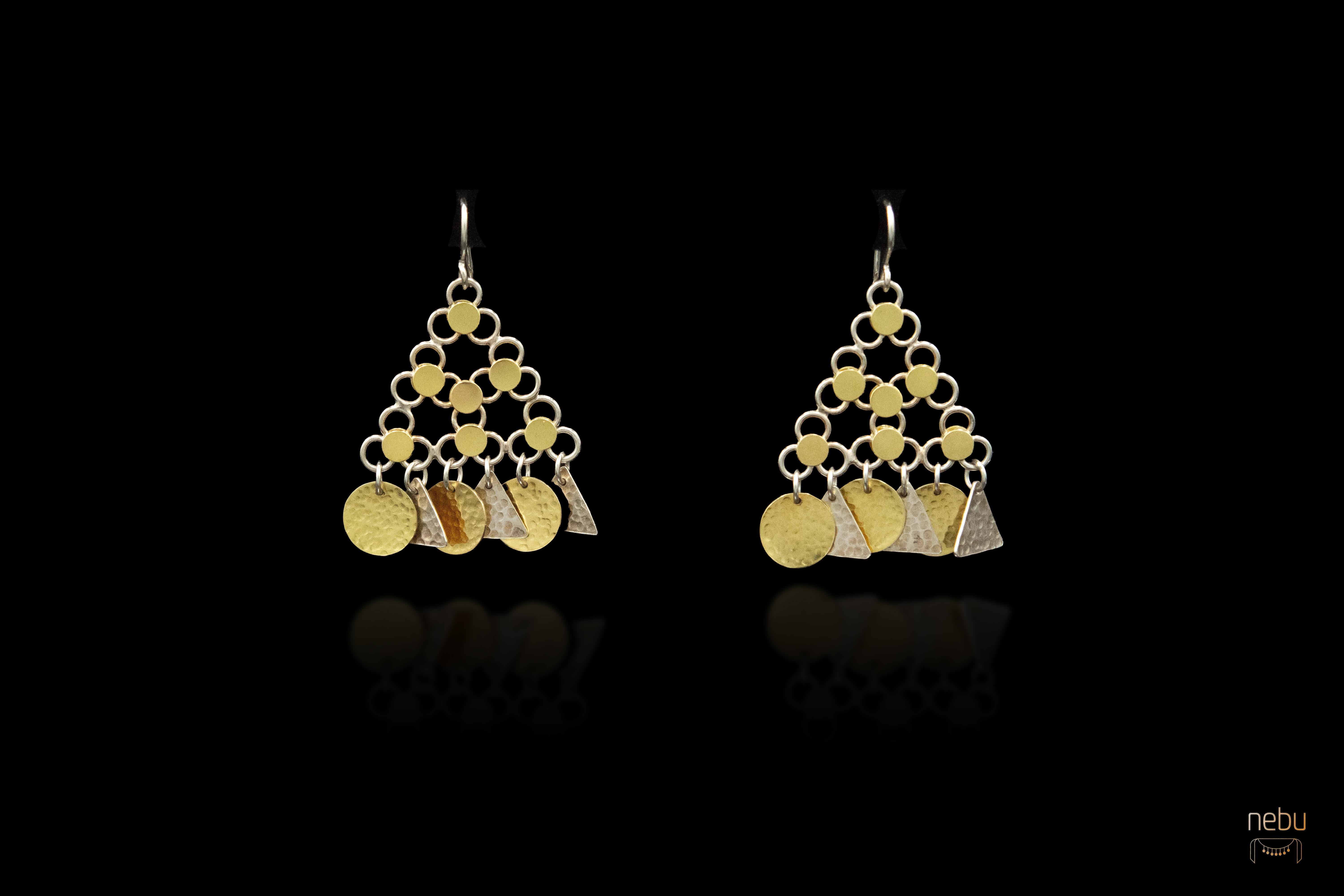 Aesthetic Movement Kirdan Gold  Silver earrings For Sale