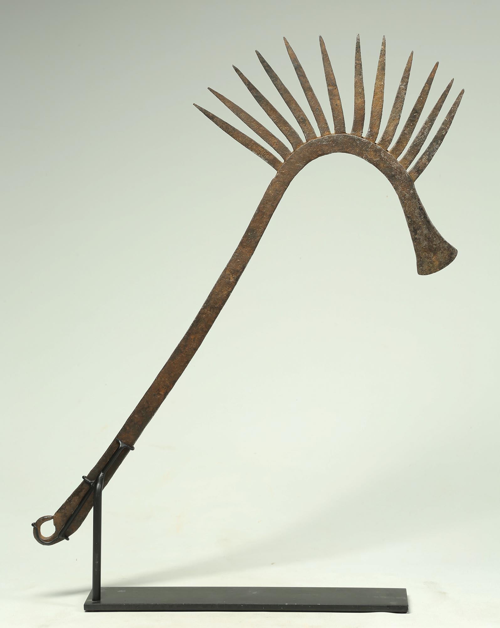 Hand-Crafted Kirdi Bird Iron Currency Staff Nigeria Early 20th Century West African Tribe Art For Sale