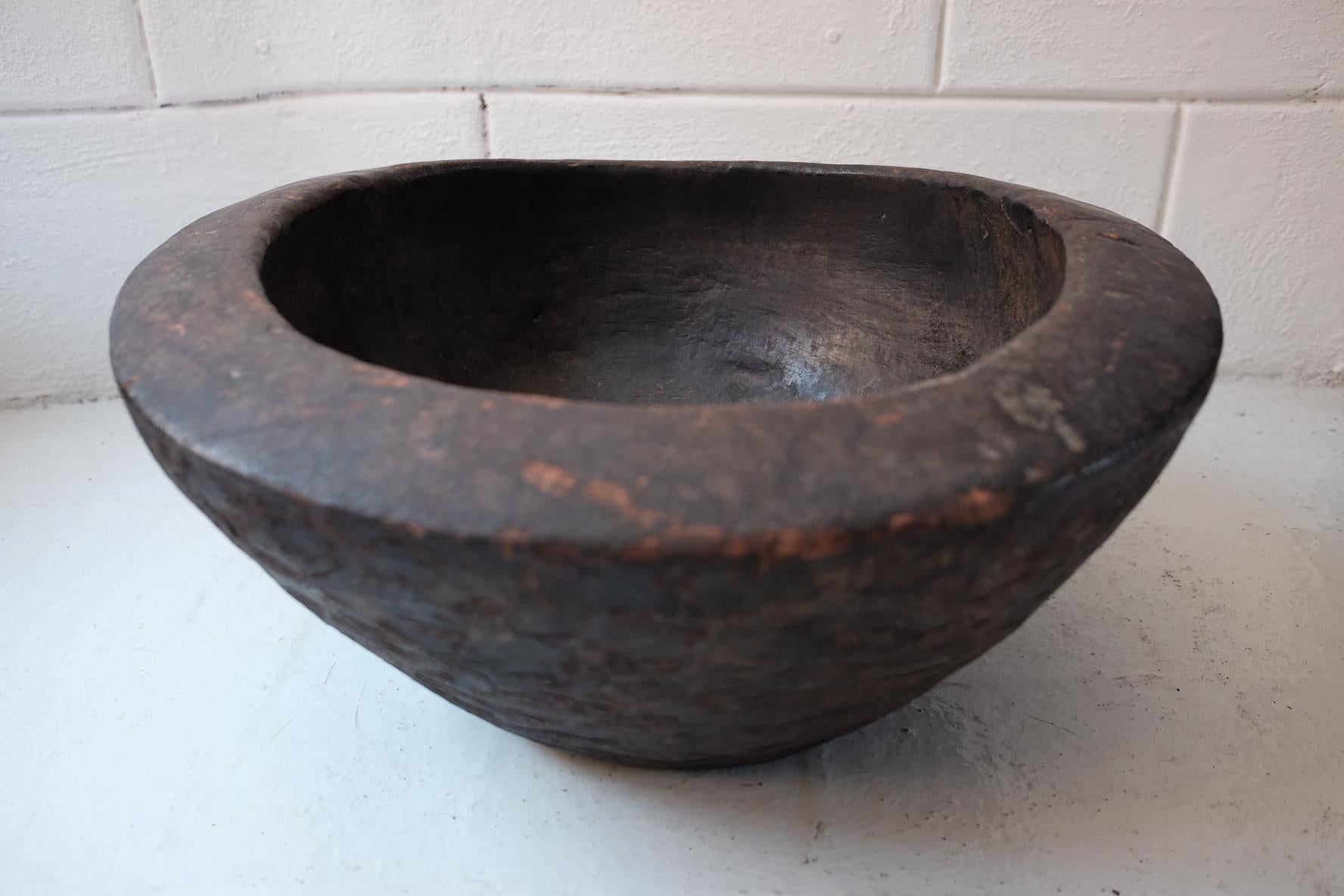 Kirdi wooden food bowl from Northern Cameroon, Africa.