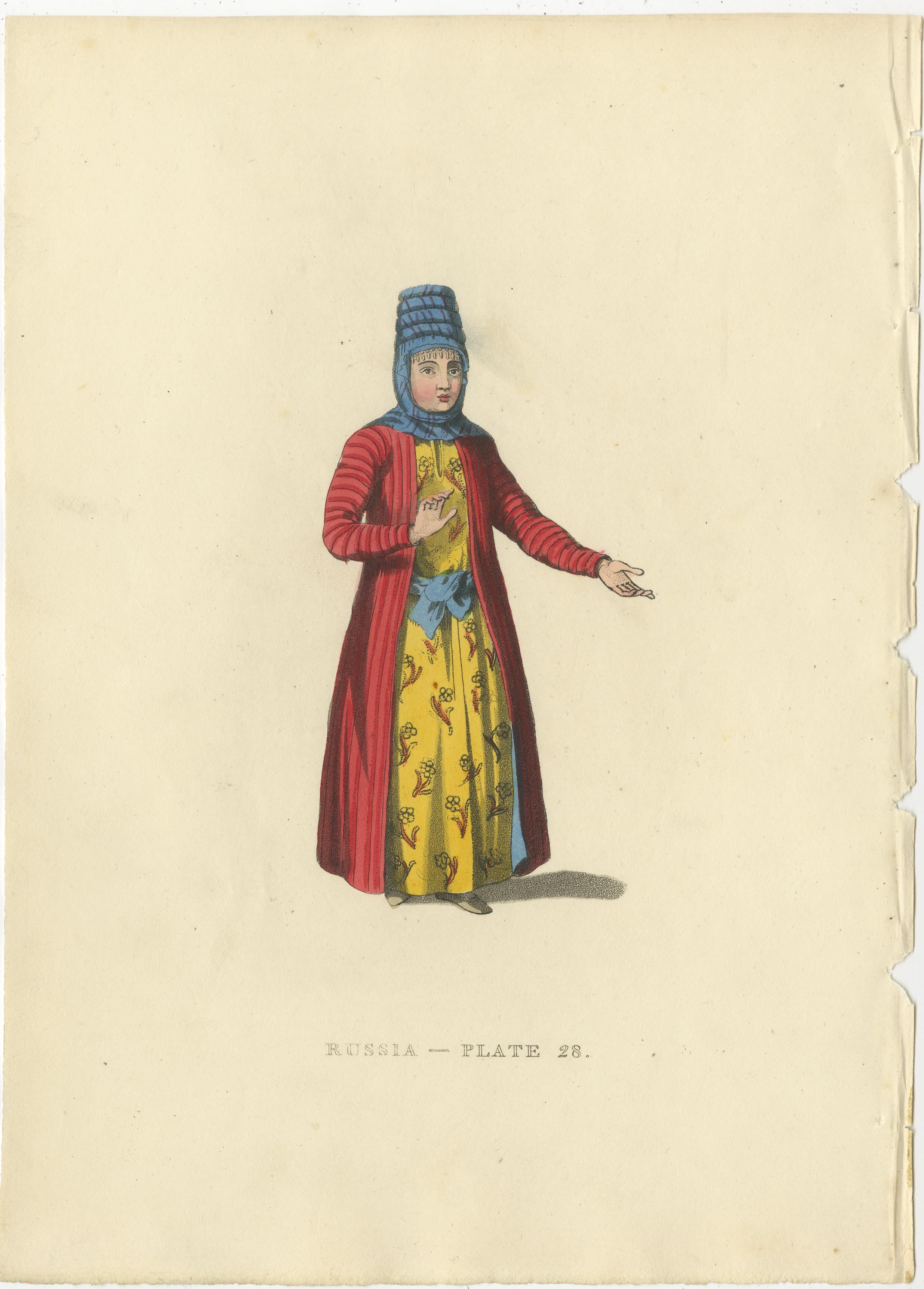 Kirghiz Elegance Engraved: A Study of 19th Century Central Asian Attire, 1814 In Good Condition For Sale In Langweer, NL